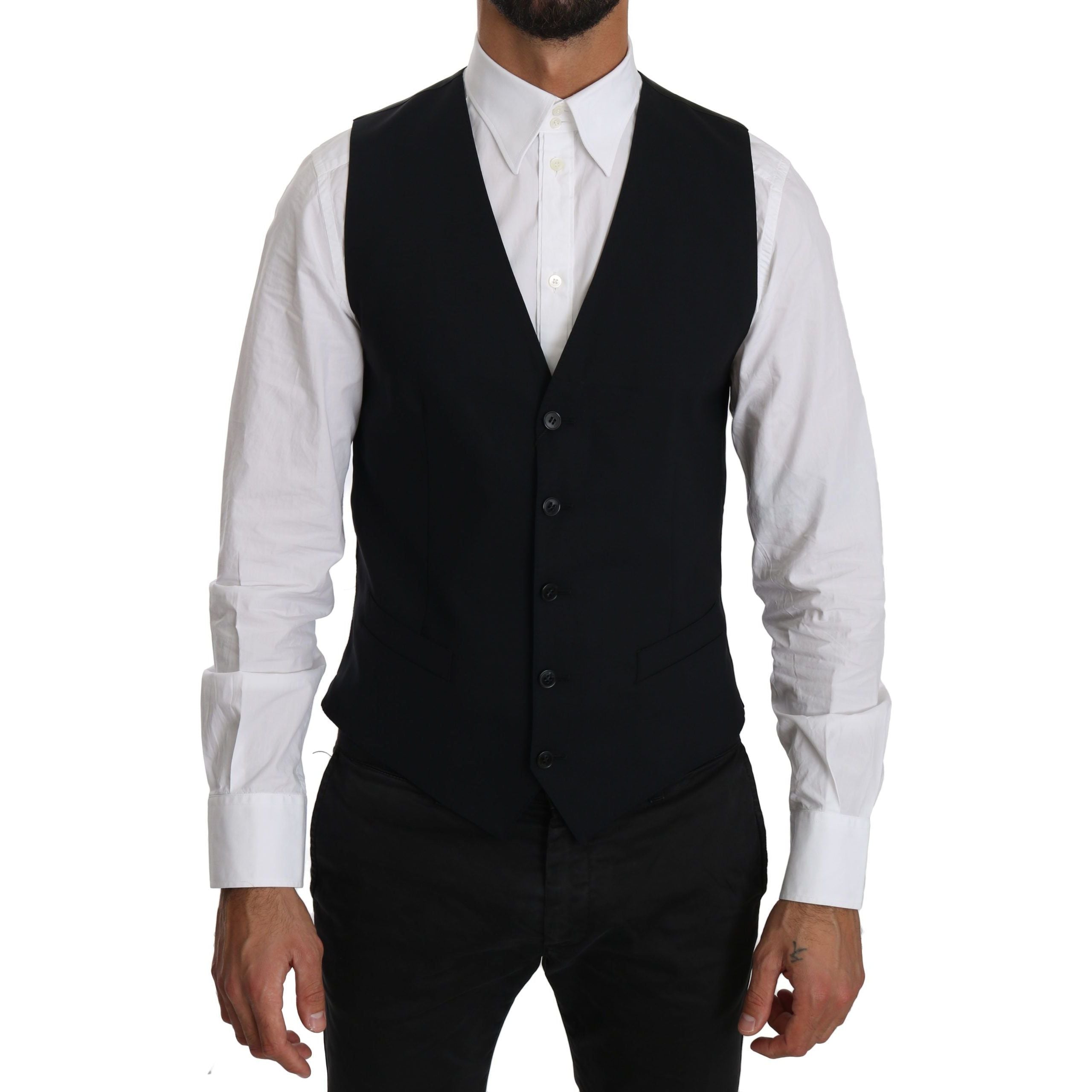 Dolce & Gabbana Blue Wool-Blend Formal Dress Vest
