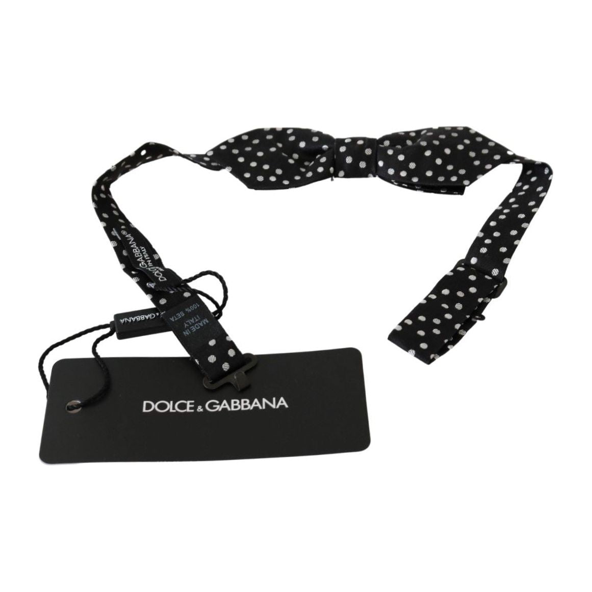 Dolce & Gabbana Black Silk Polka Dot Bow Tie