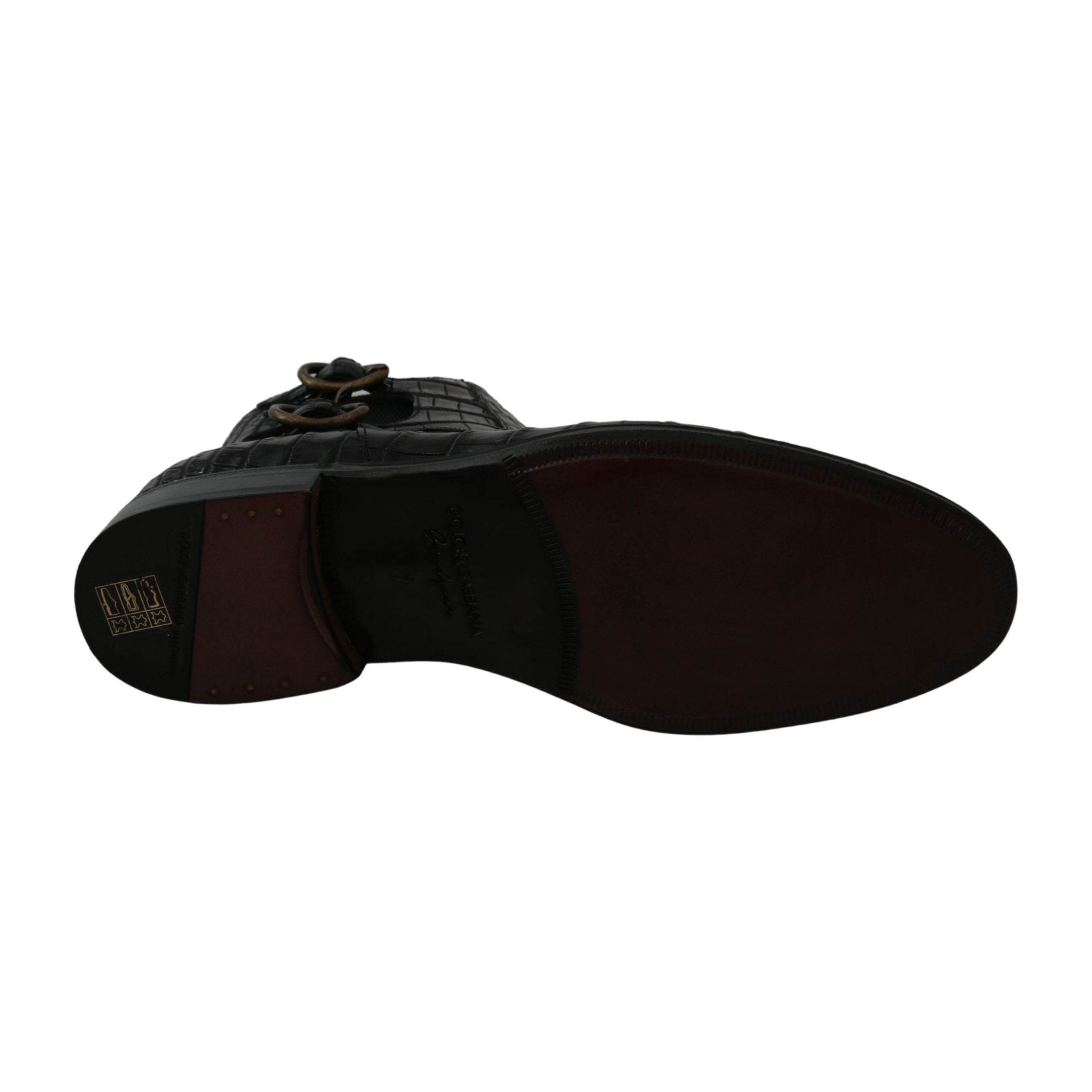 Dolce & Gabbana Black Exotic Leather Derby Brogue Boots