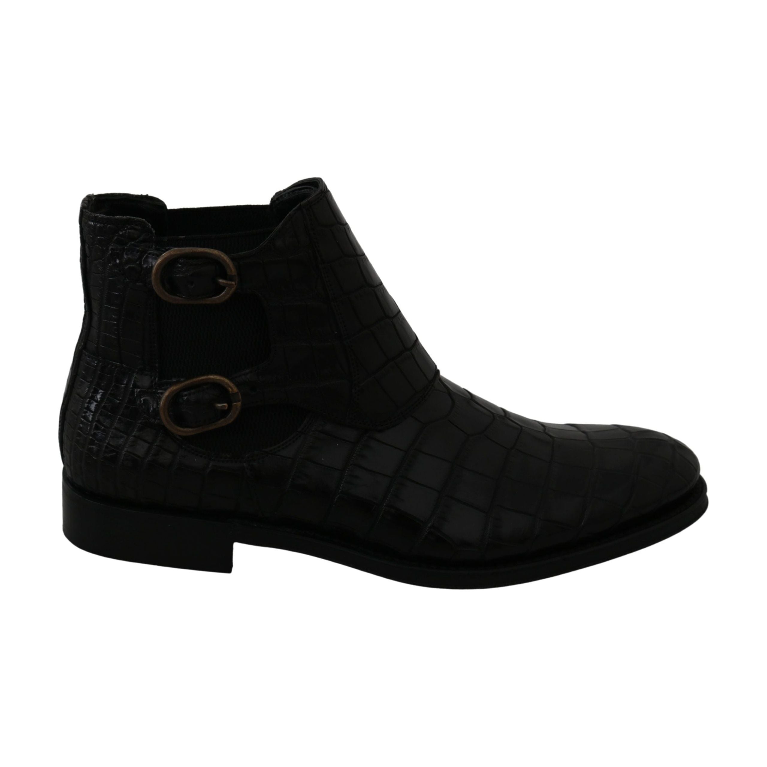 Dolce & Gabbana Black Exotic Leather Derby Brogue Boots