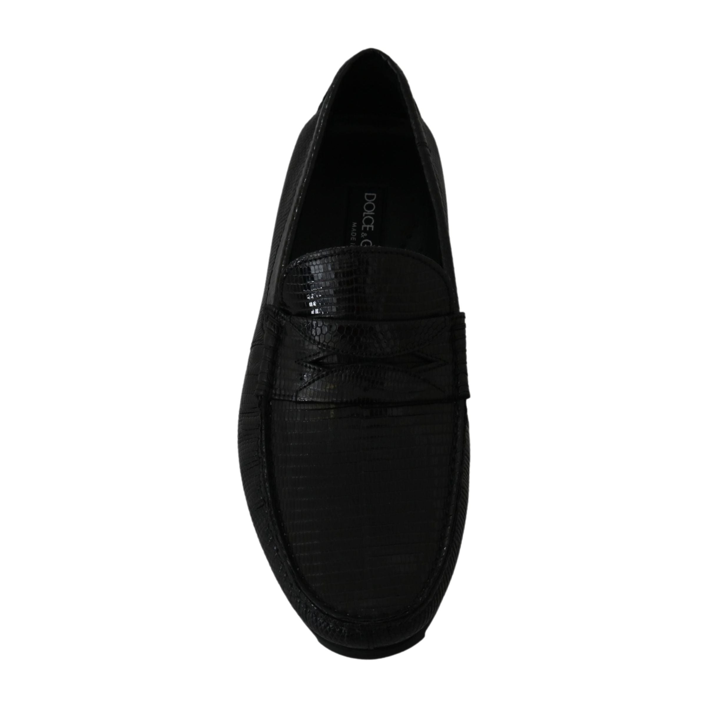 Dolce & Gabbana Black Lizard Leather Loafers