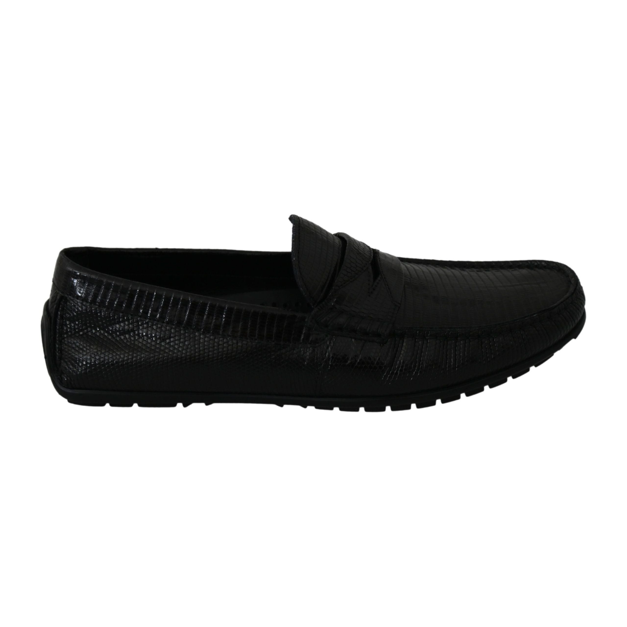 Dolce & Gabbana Black Lizard Leather Loafers