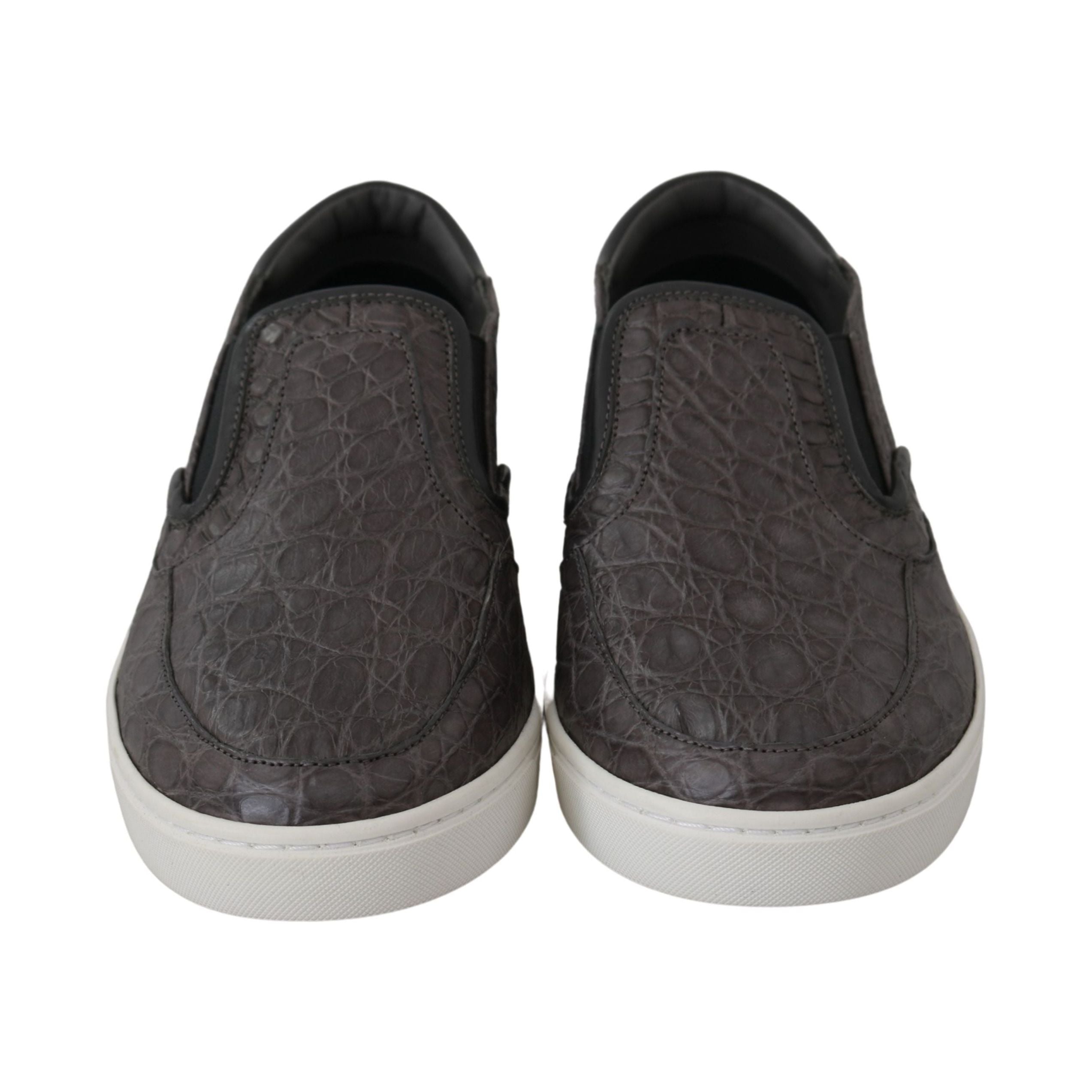 Dolce & Gabbana Gray Caiman Leather Loafers