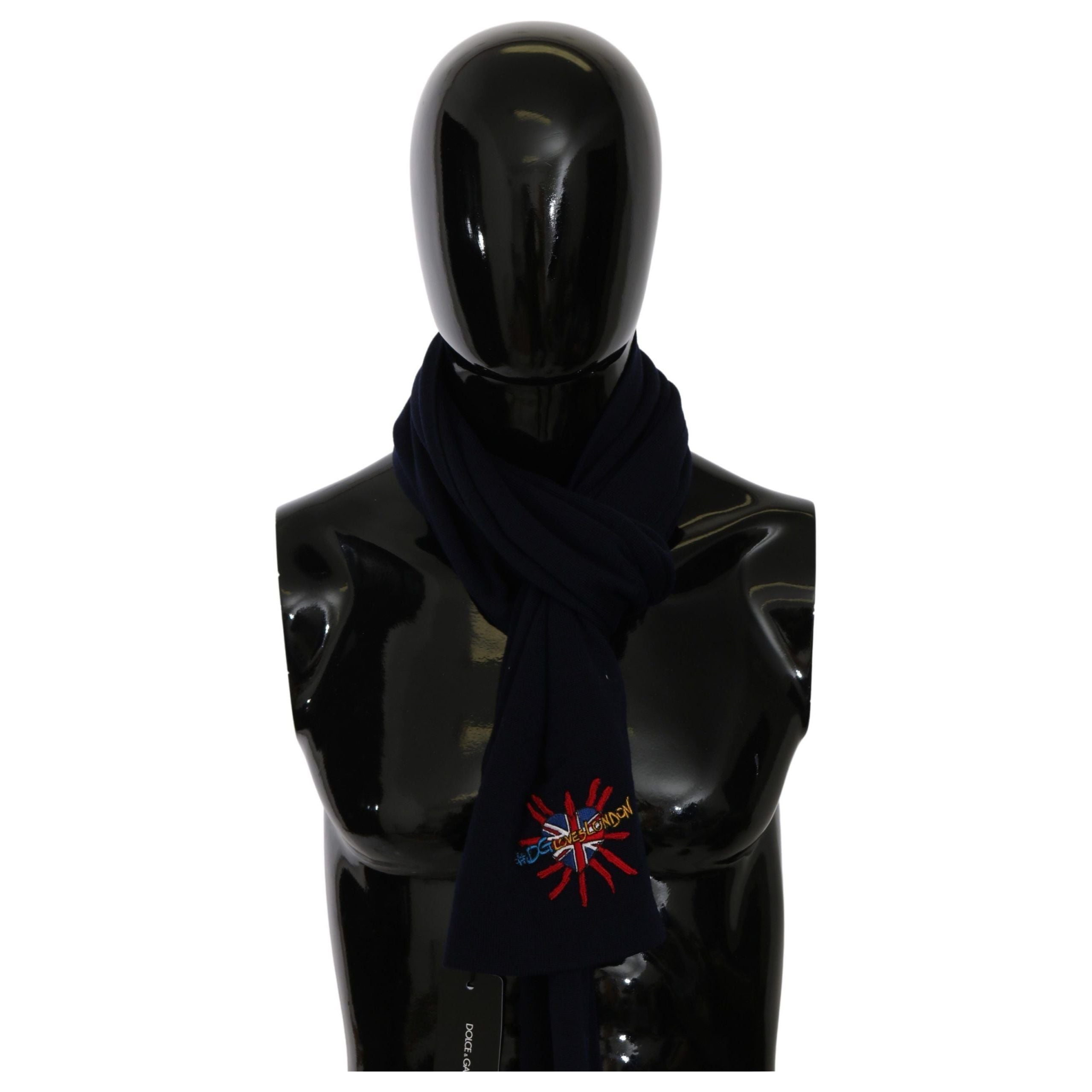 Dolce & Gabbana Navy Virgin Wool Scarf for Sophisticated Style