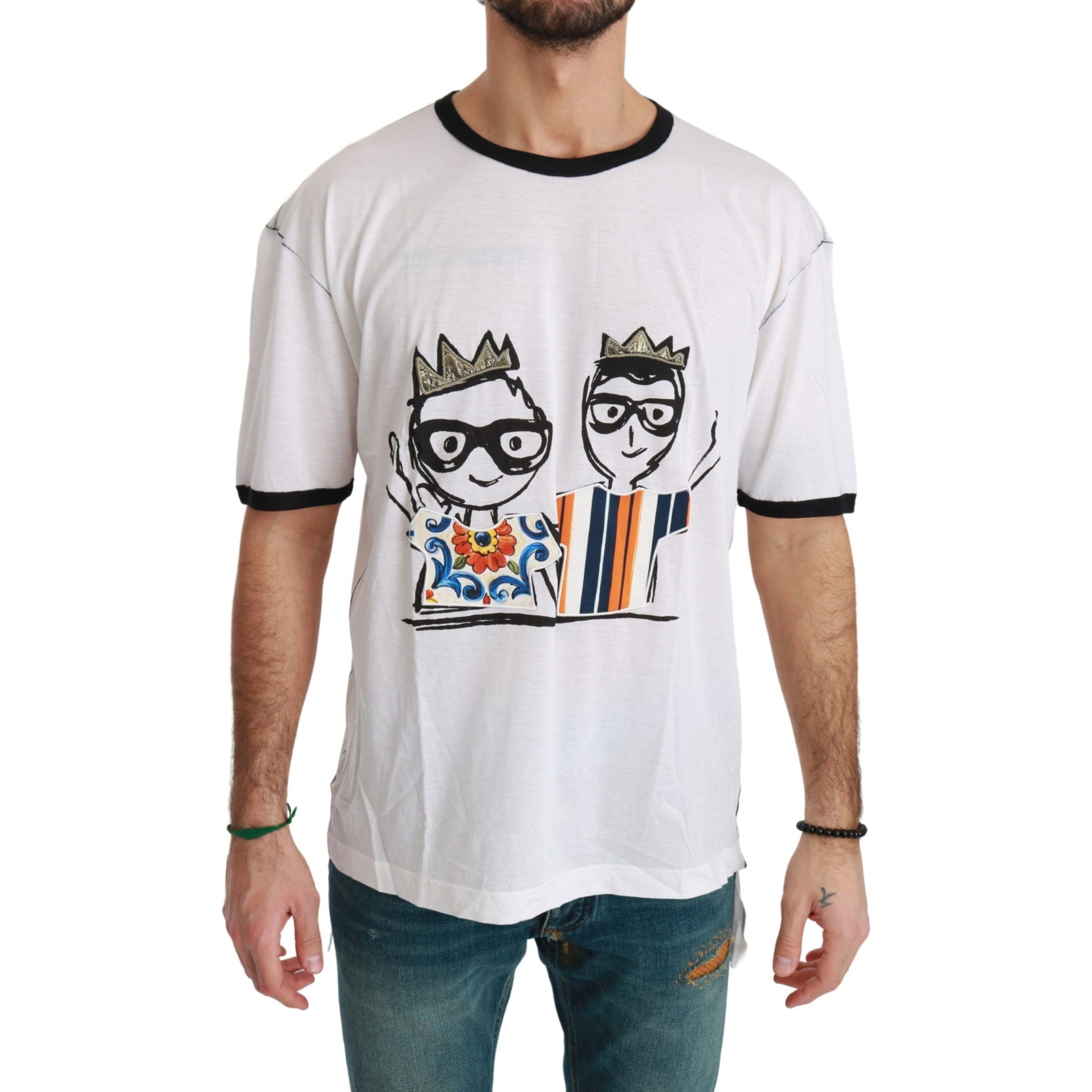 Dolce & Gabbana White Silk-Blend T-Shirt