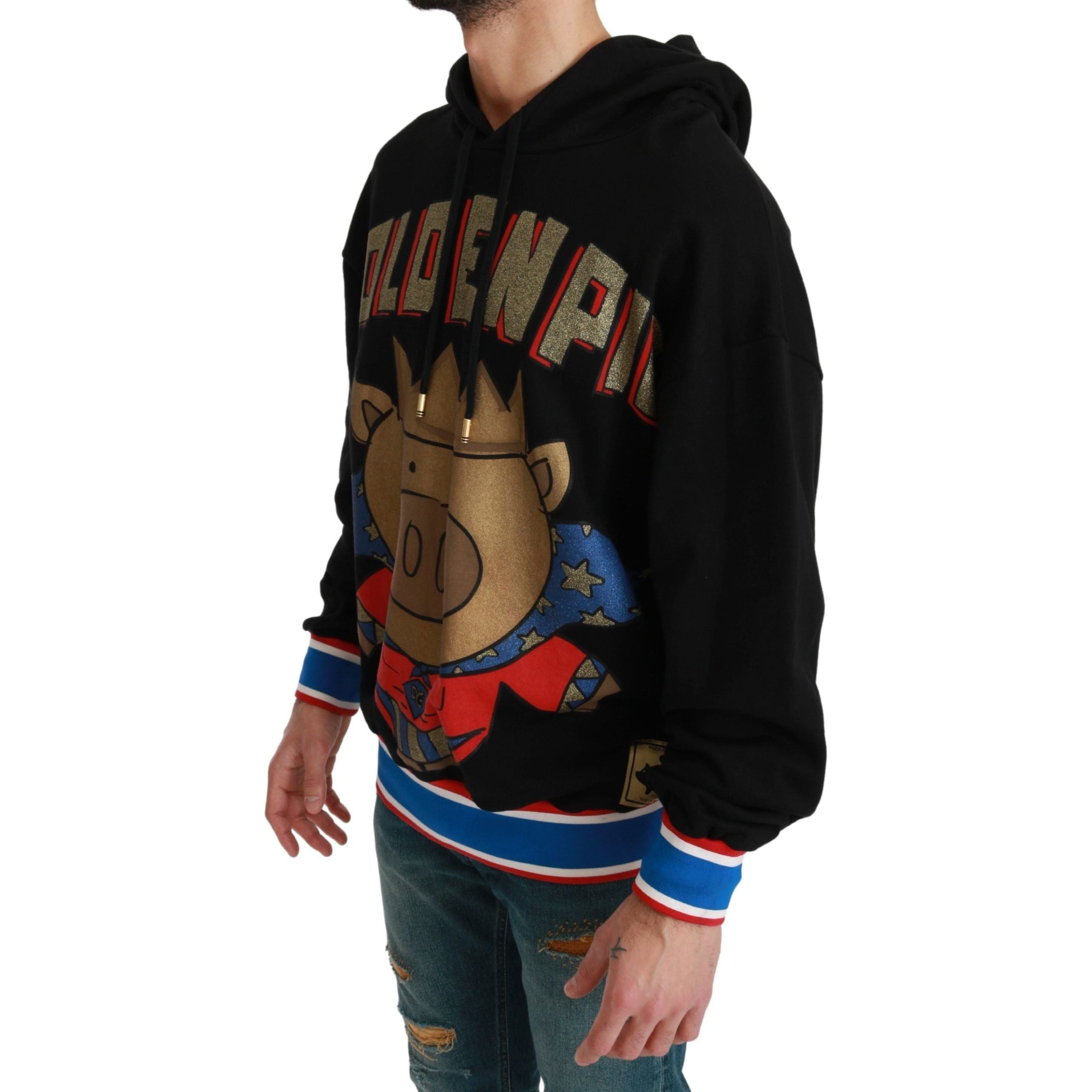 Dolce & Gabbana Black Cotton Elegant Hooded Pullover