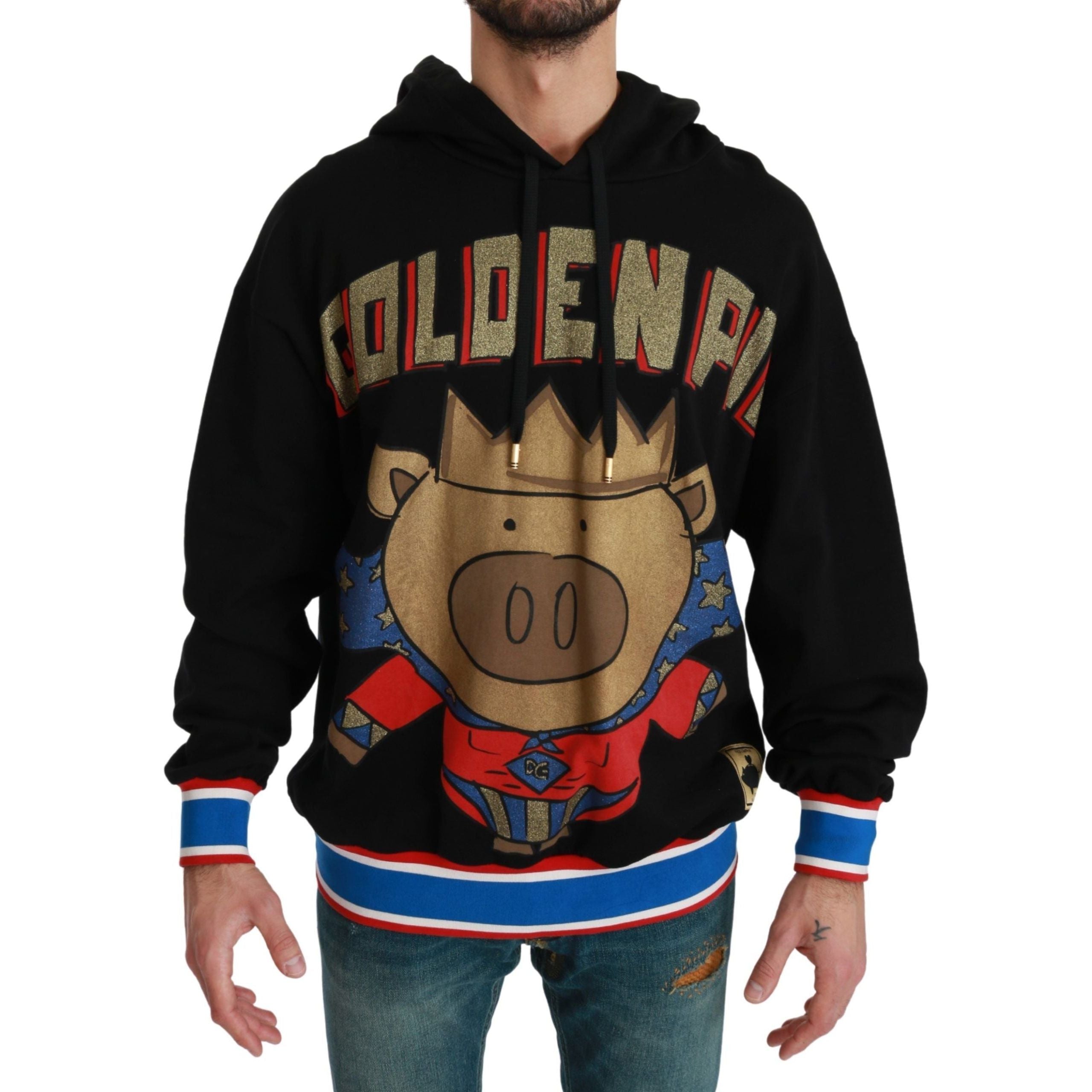 Dolce & Gabbana Black Cotton Elegant Hooded Pullover