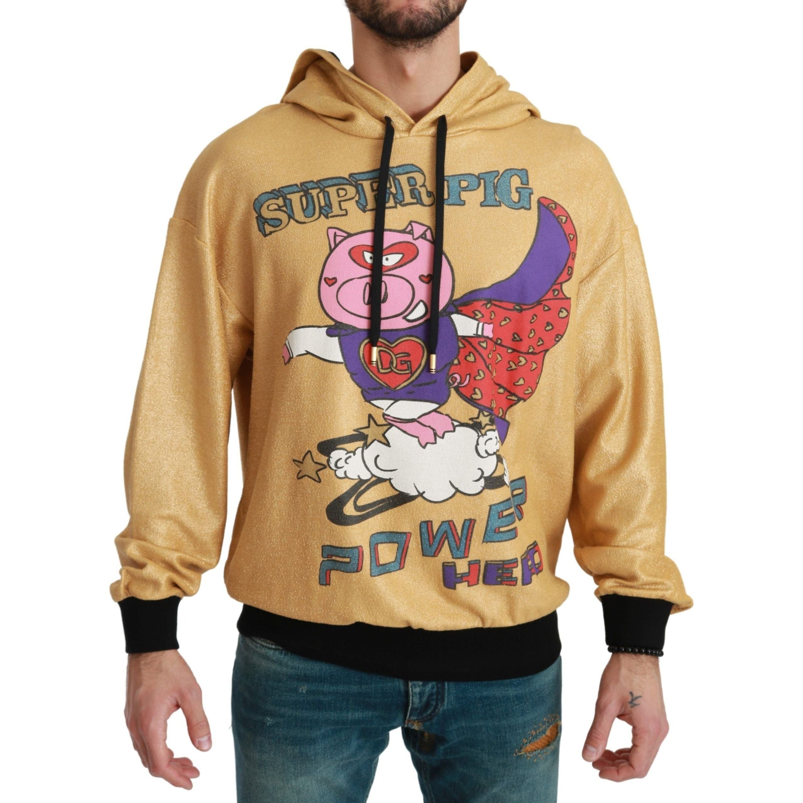 Dolce & Gabbana Gold Cotton Hooded Sweater
