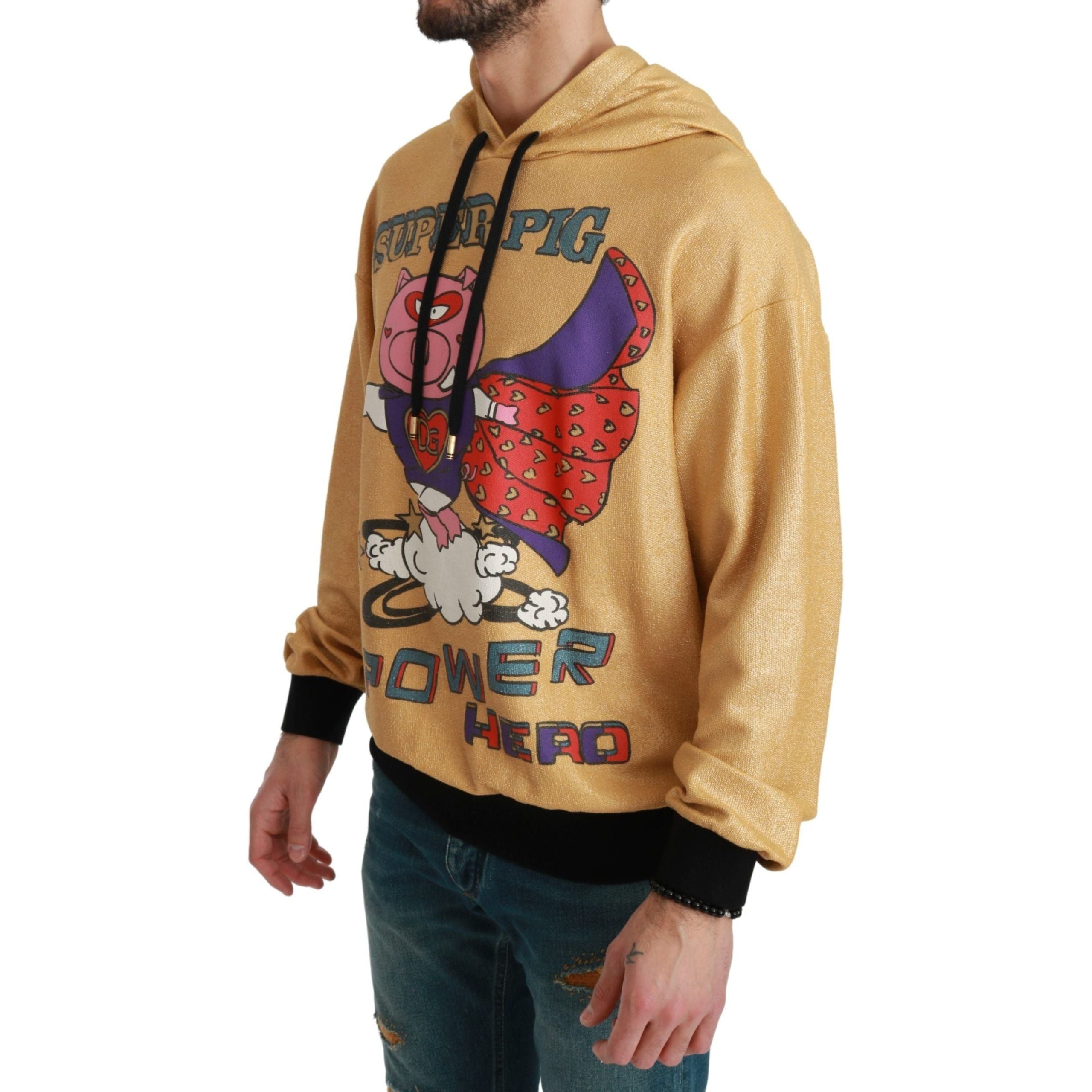 Dolce & Gabbana Gold Cotton Hooded Sweater