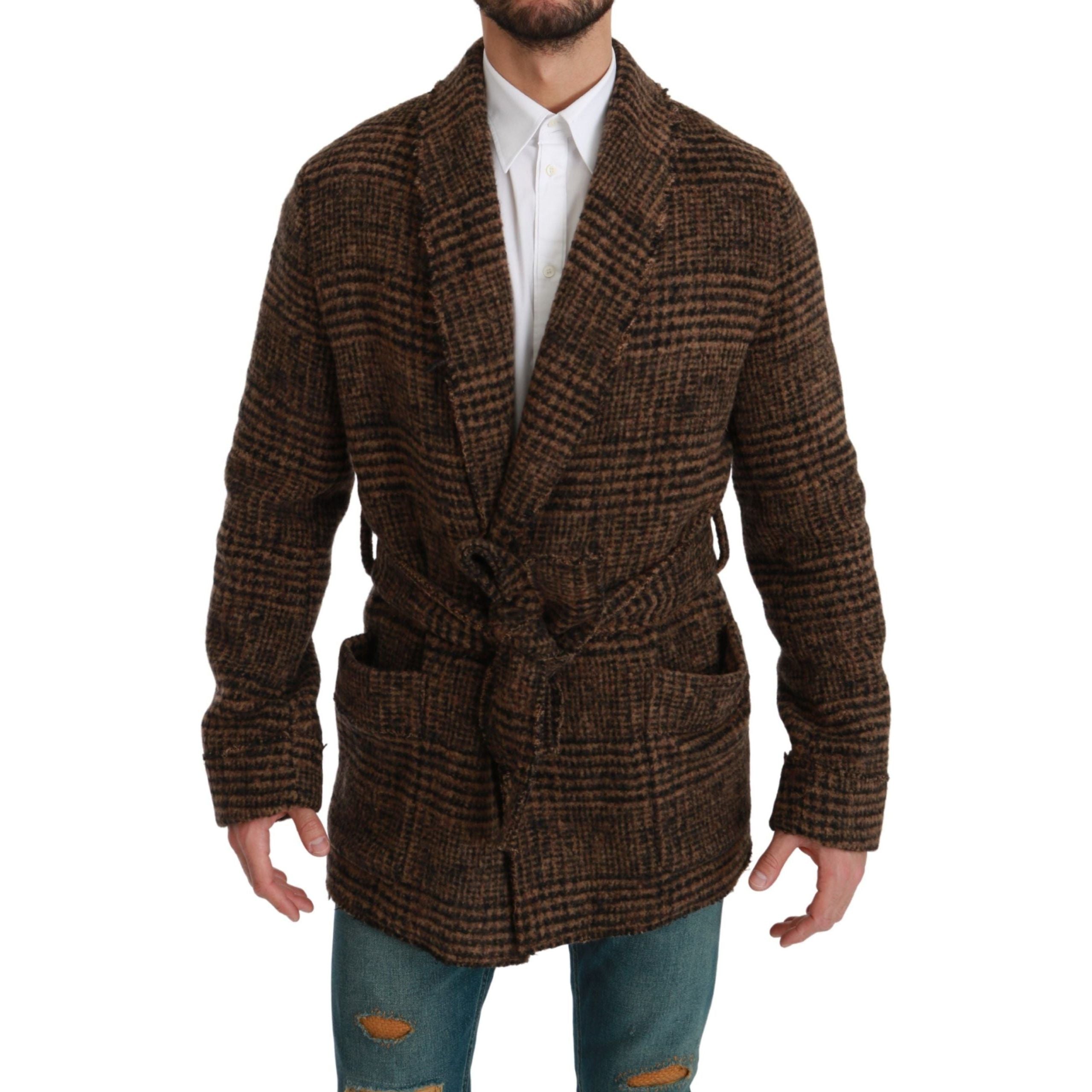Dolce & Gabbana Brown Alpaca Blend Belted Cape Jacket