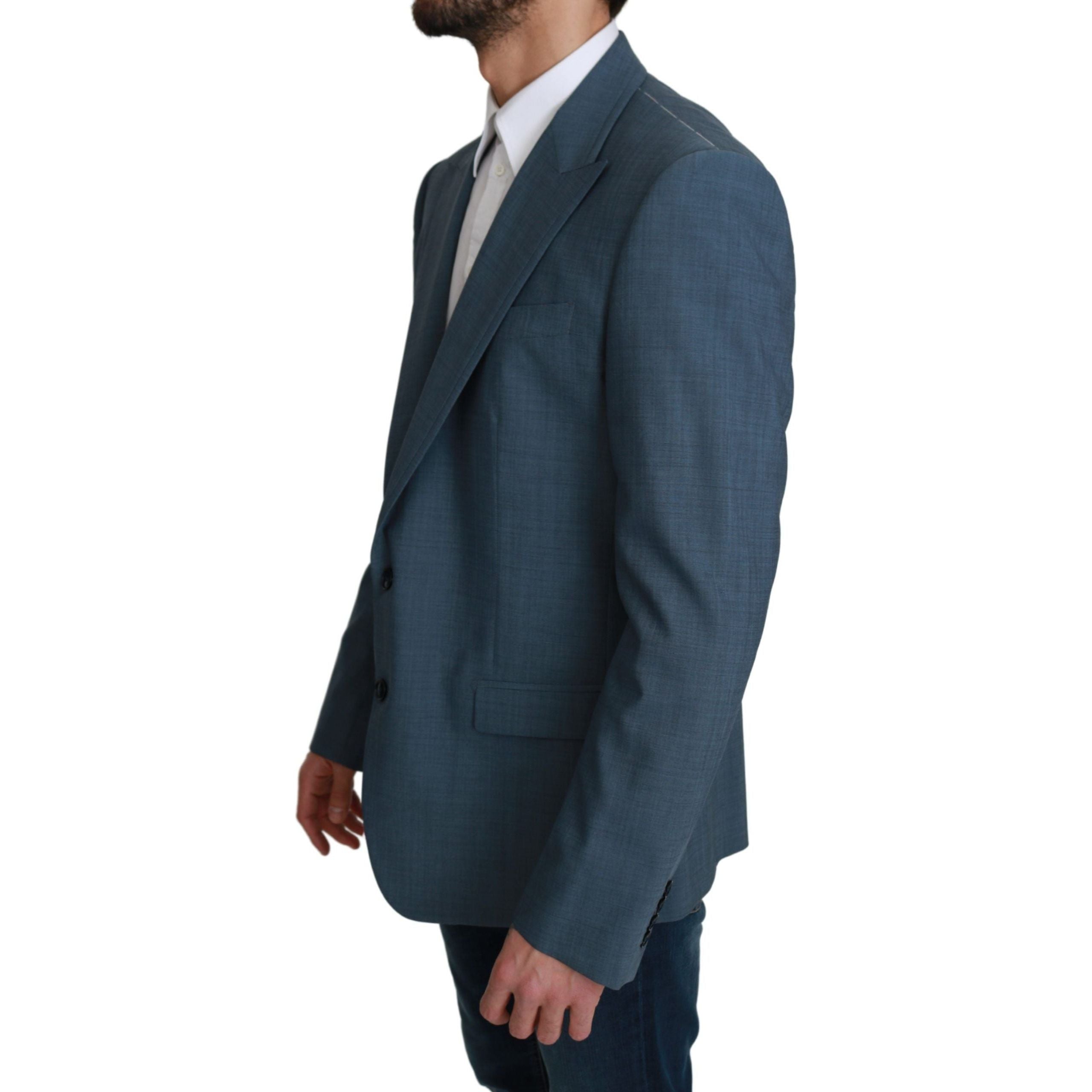 Dolce & Gabbana Light Blue Virgin Wool Slim Fit Blazer