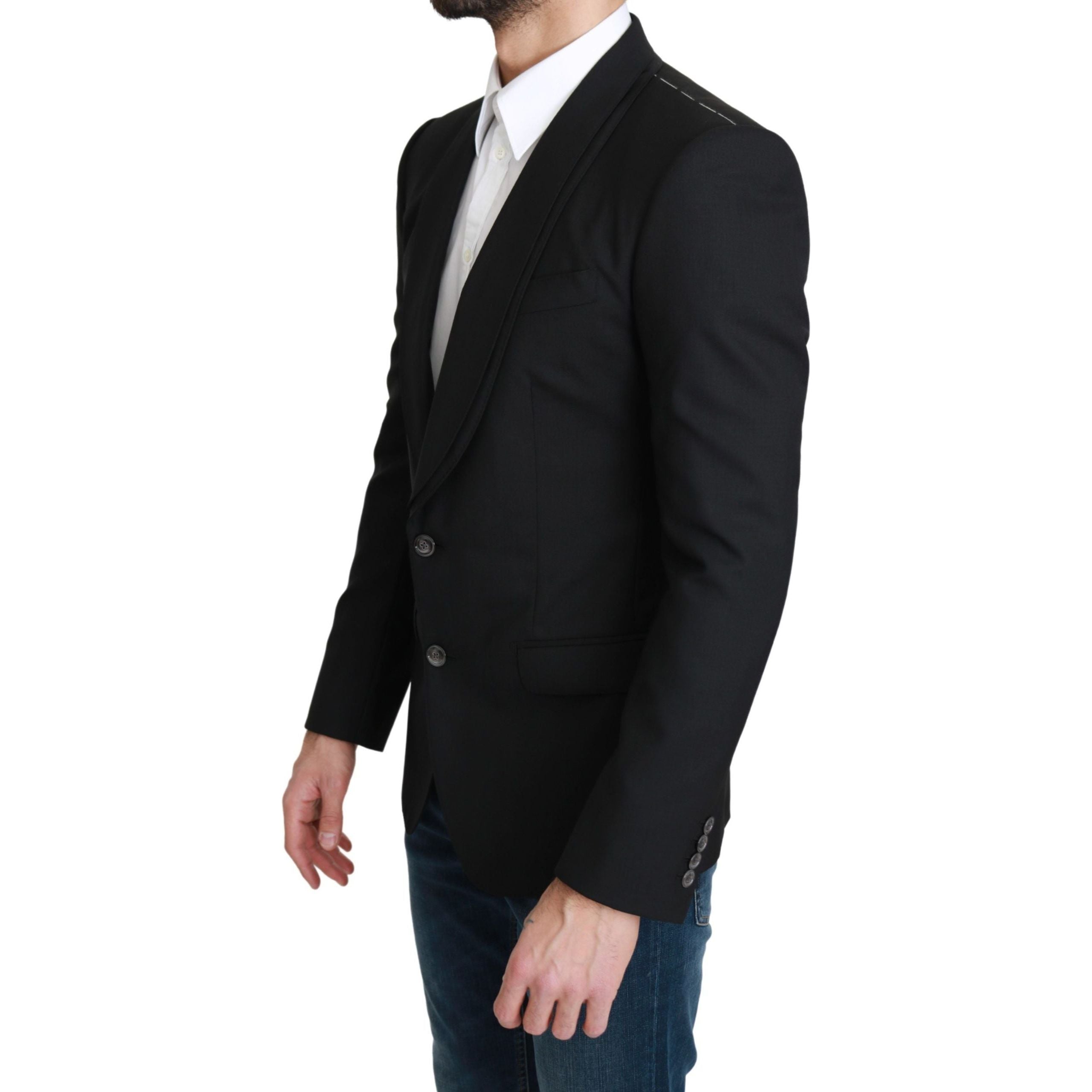 Dolce & Gabbana Black Virgin Wool Formal Blazer