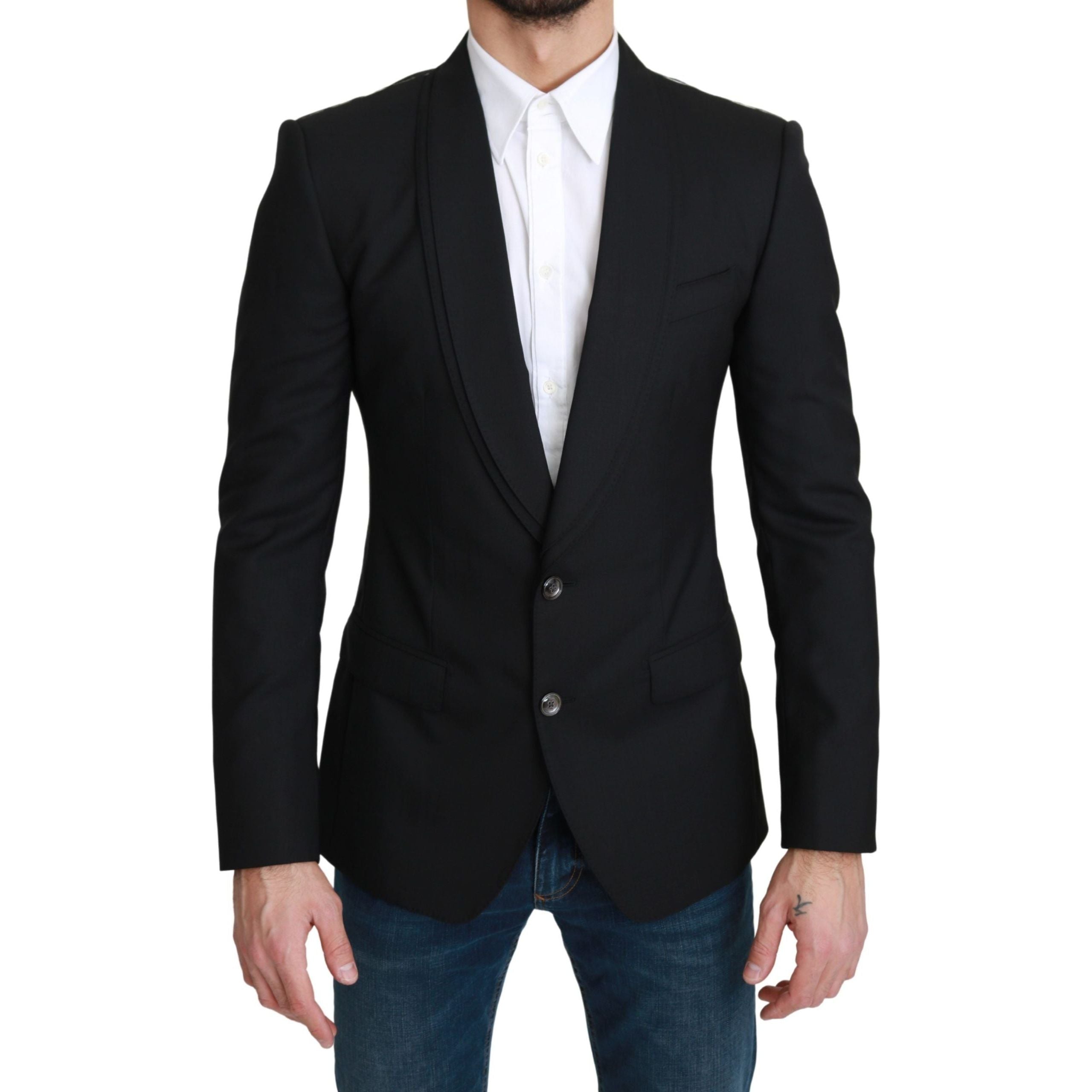 Dolce & Gabbana Black Virgin Wool Formal Blazer