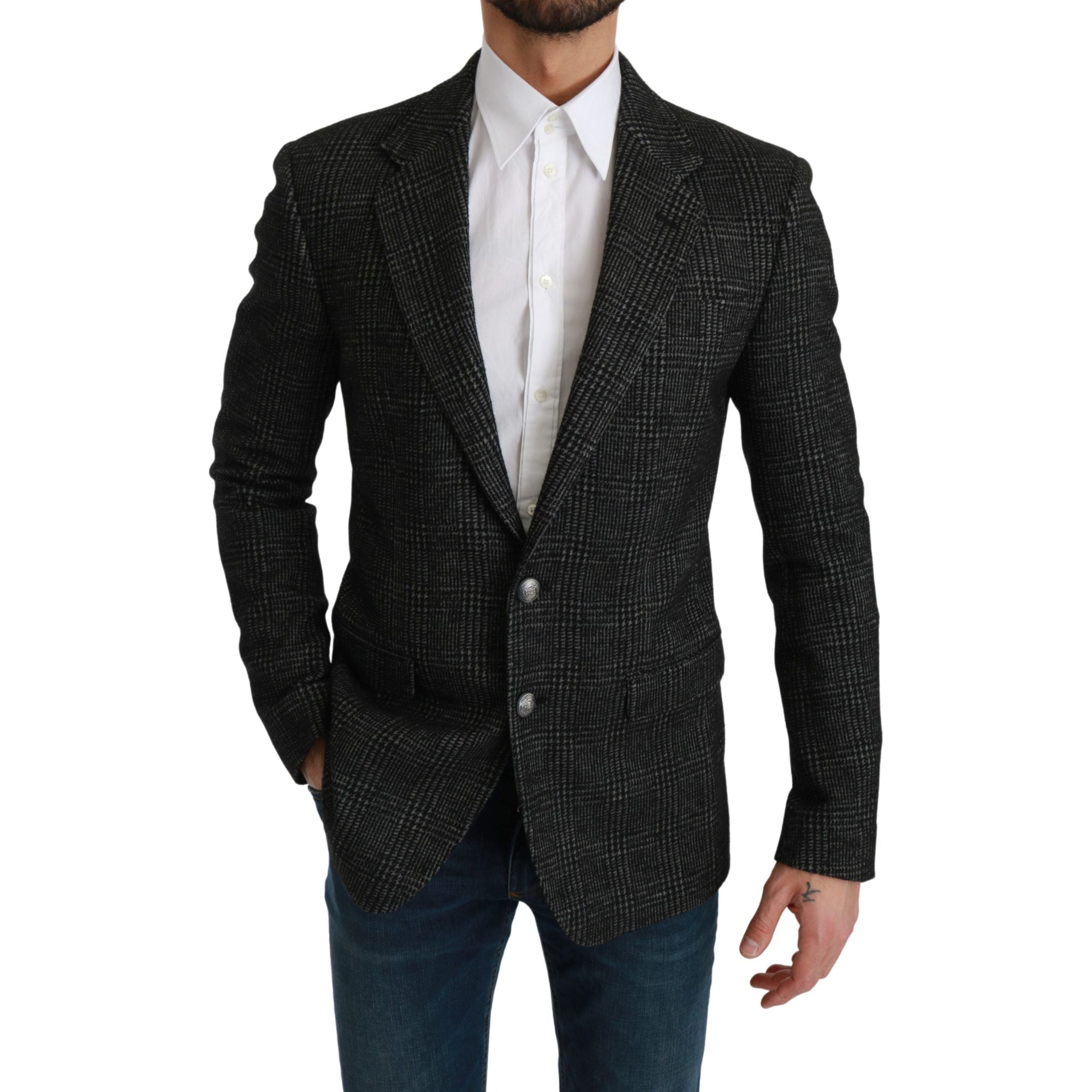 Dolce & Gabbana Gray Wool Cashmere Blazer