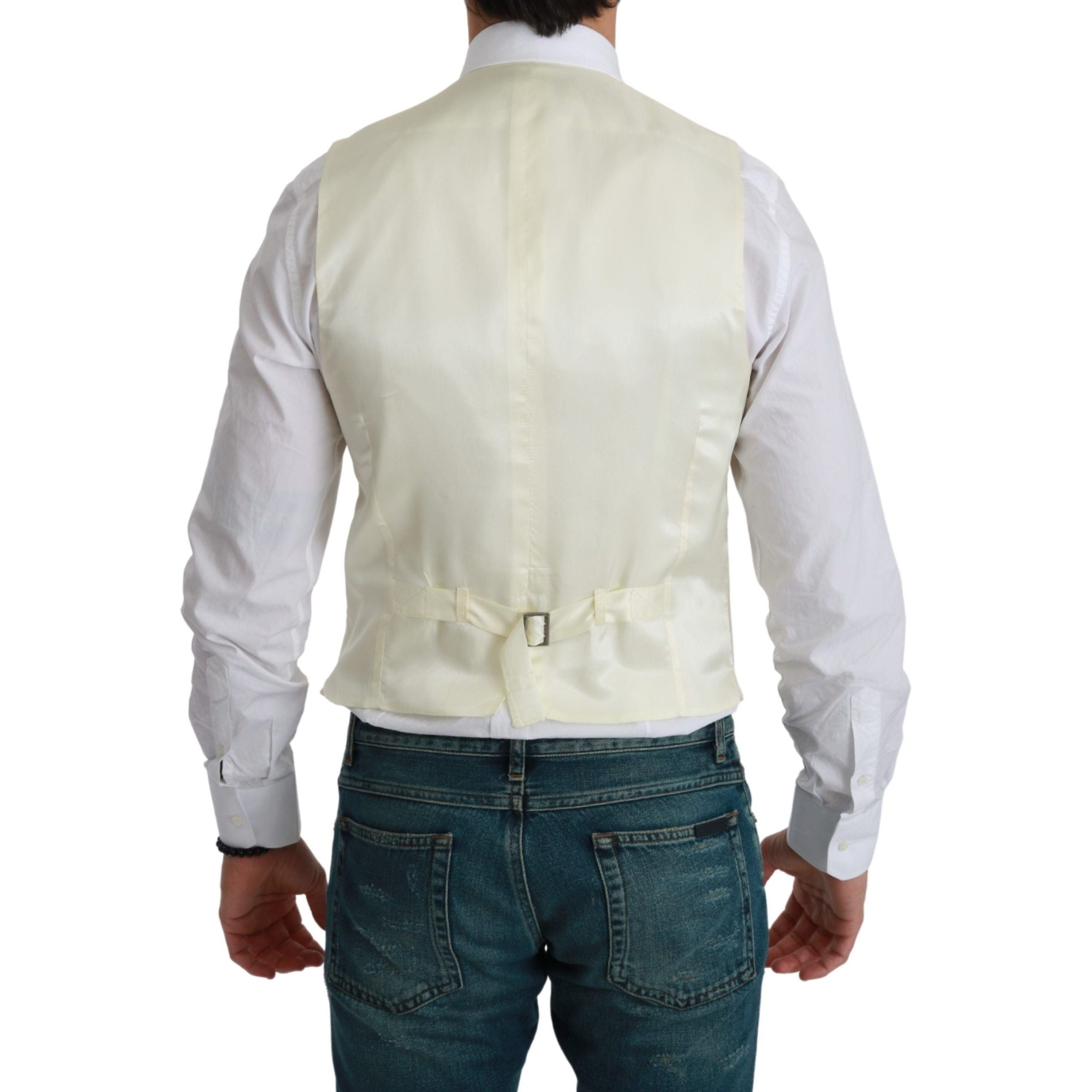 Dolce & Gabbana Cream Virgin Wool Dress Vest