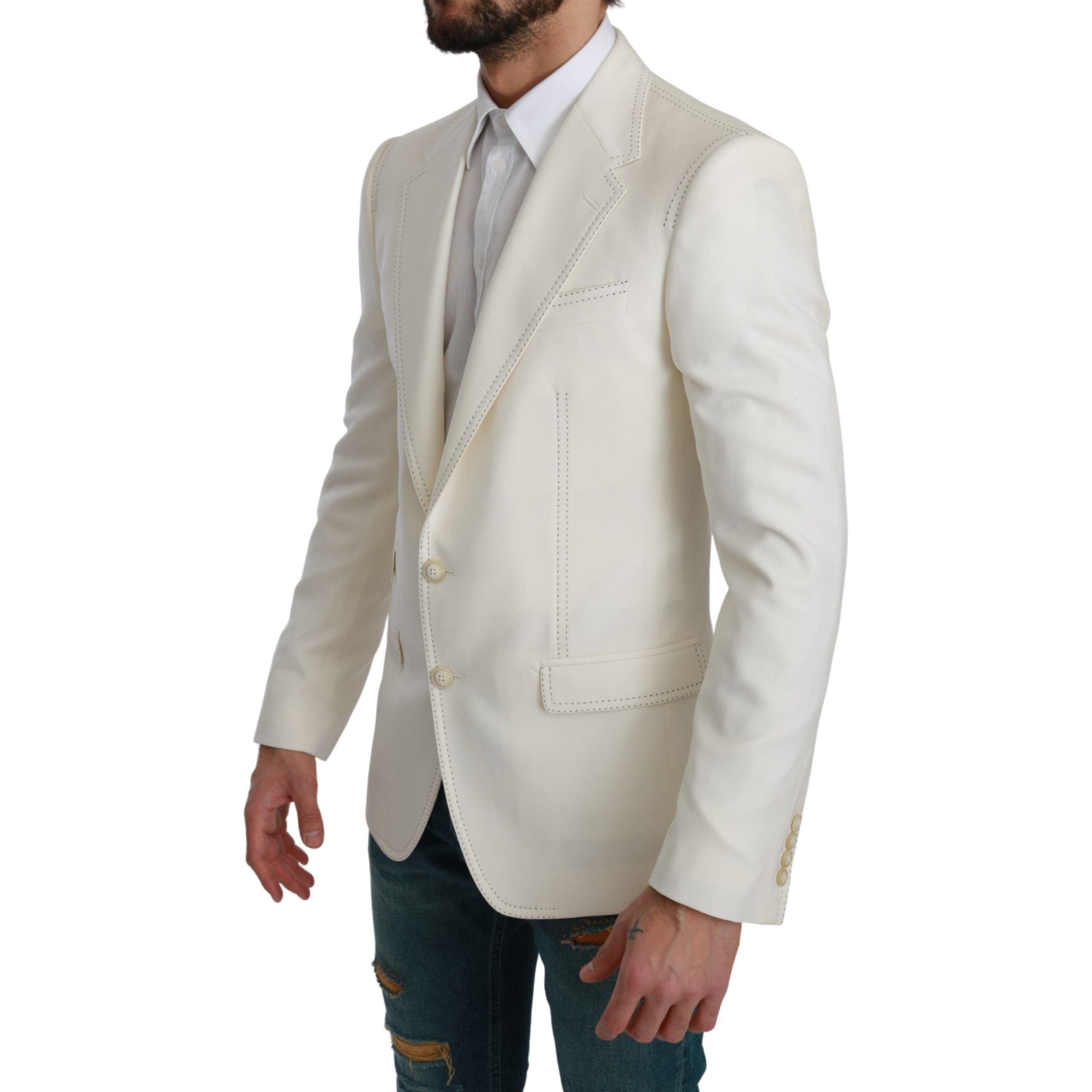 Dolce & Gabbana Navy Virgin Wool Slim Fit Blazer