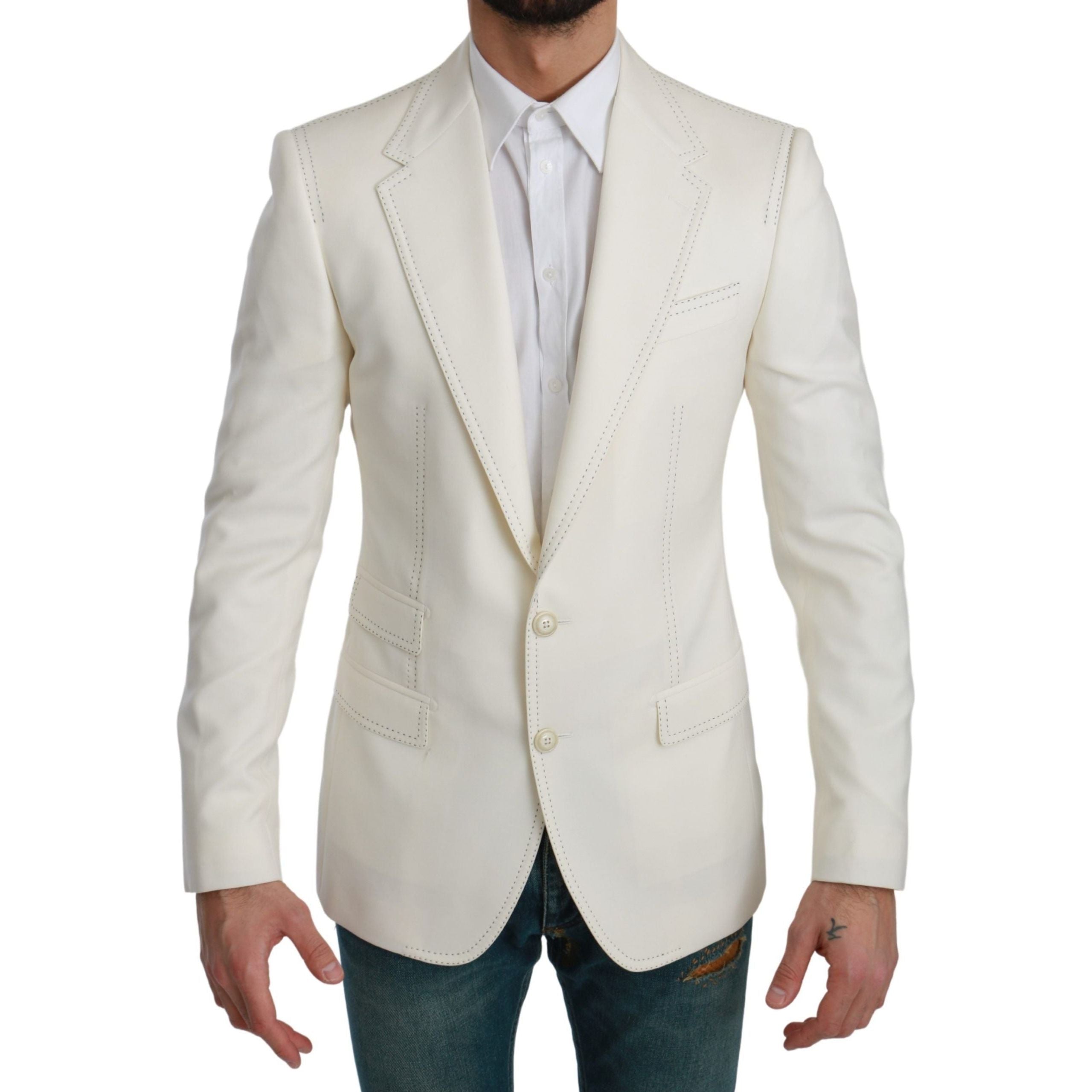 Dolce & Gabbana Navy Virgin Wool Slim Fit Blazer