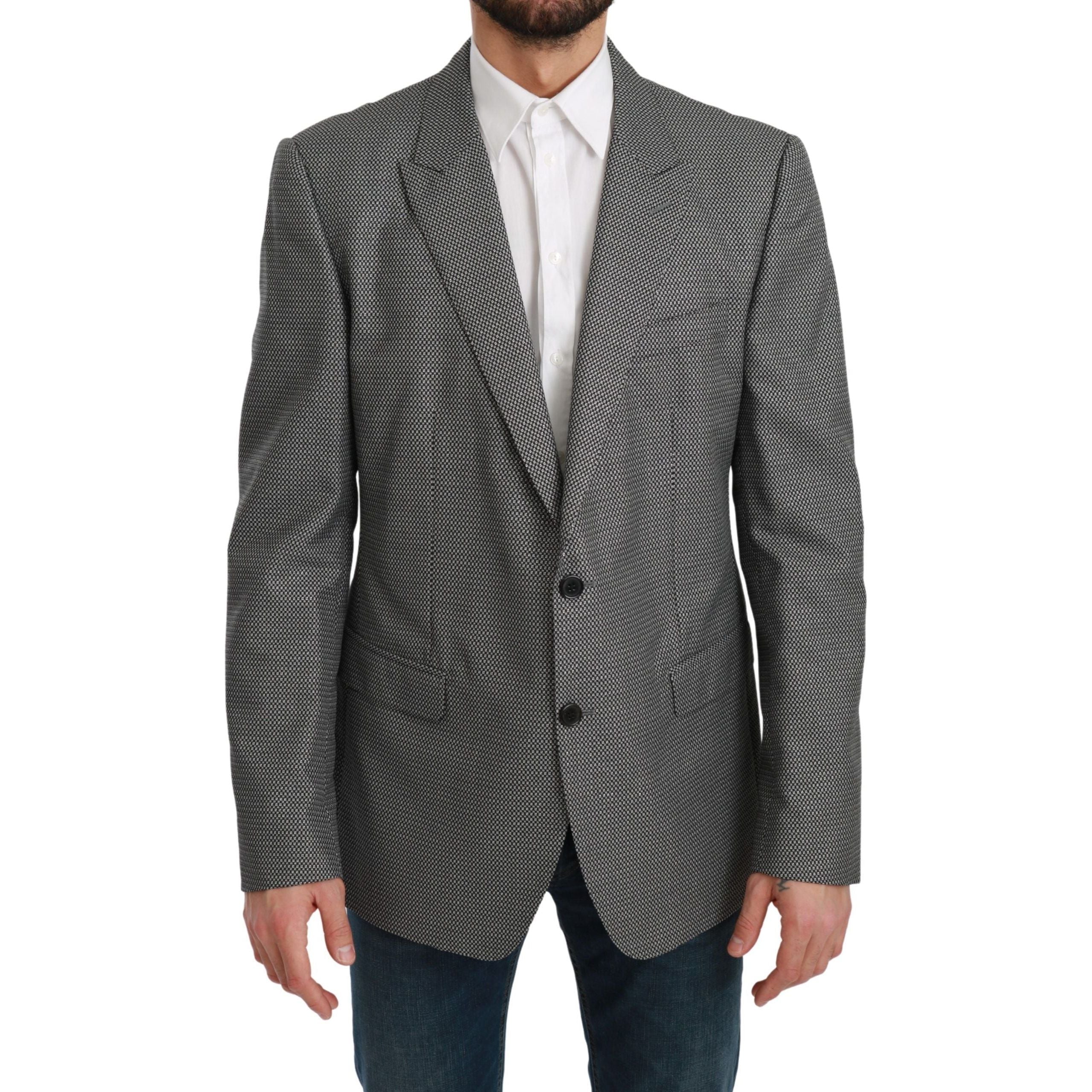 Dolce & Gabbana Gray Wool Slim Fit Blazer