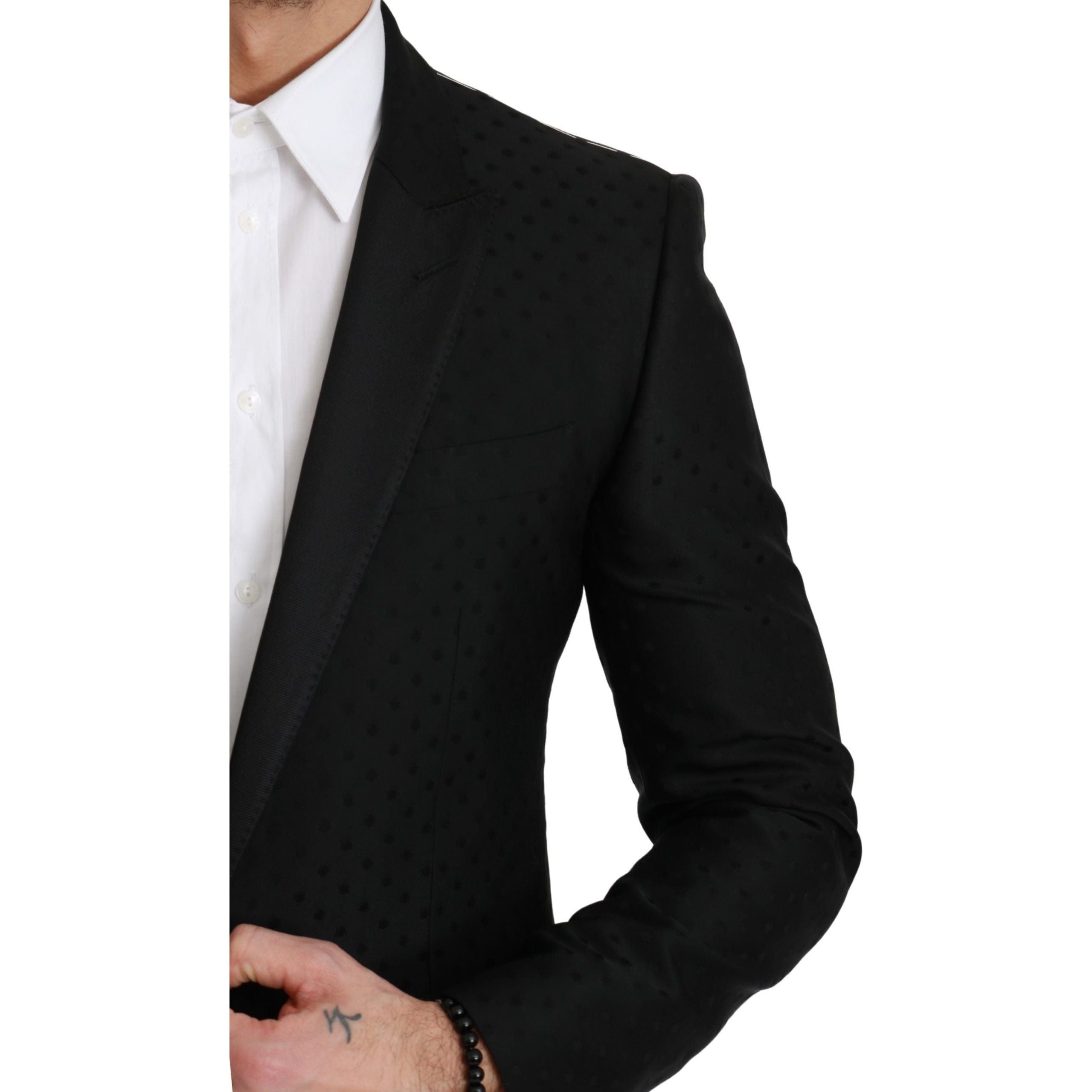 Dolce & Gabbana Black Wool Blend Polka Dot Blazer