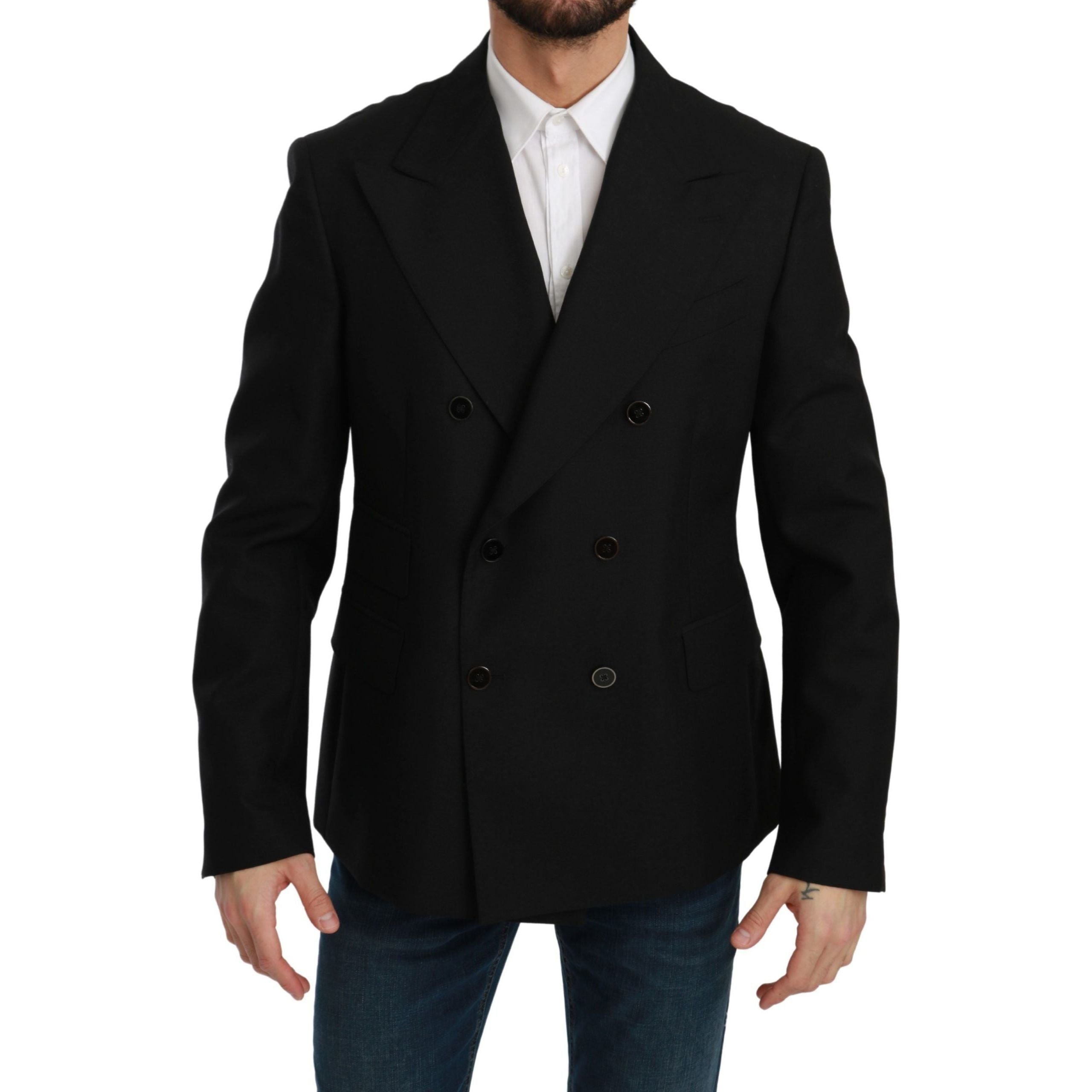 Dolce & Gabbana Black Wool Slim Fit Formal Blazer