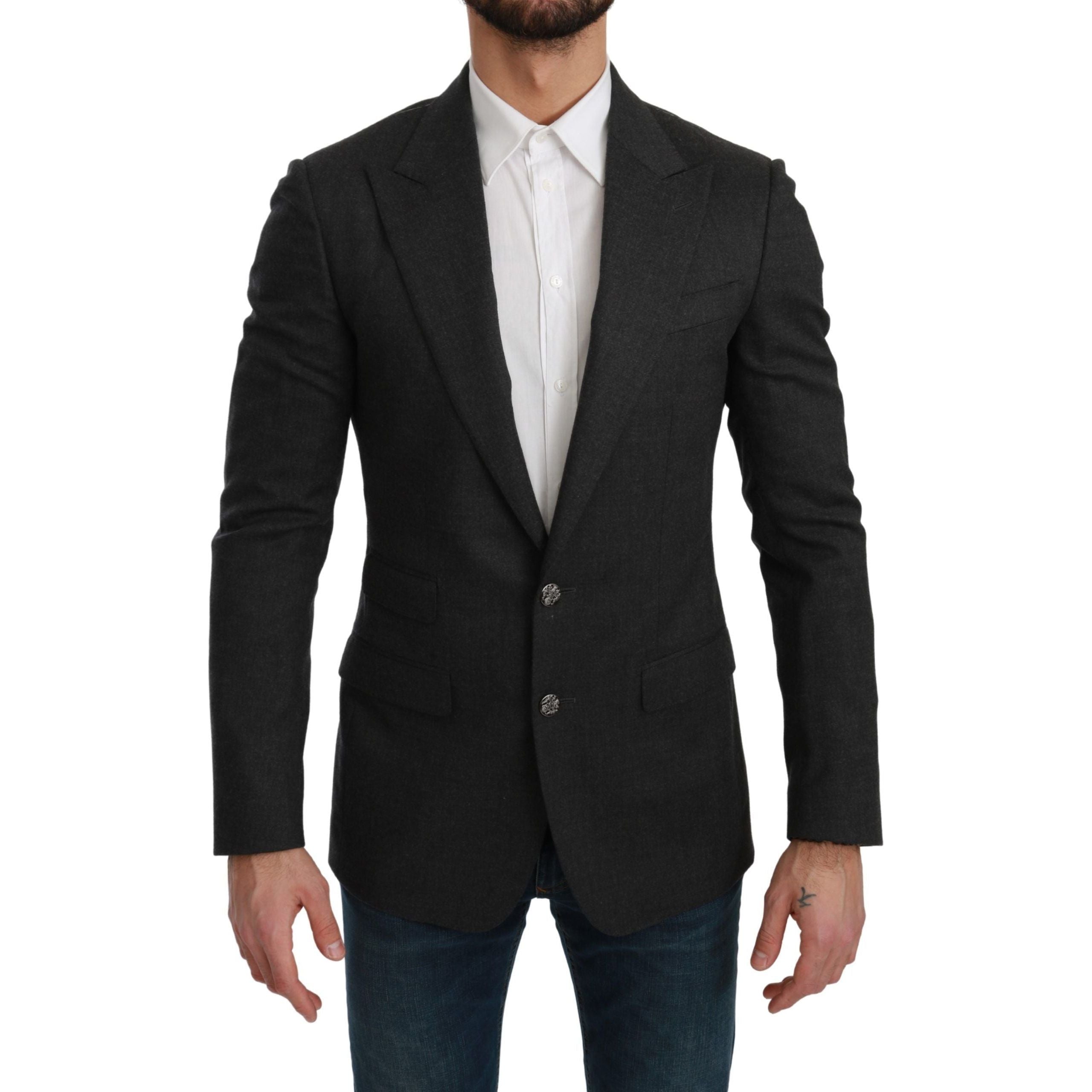 Dolce & Gabbana Gray Wool Slim Fit Formal Blazer