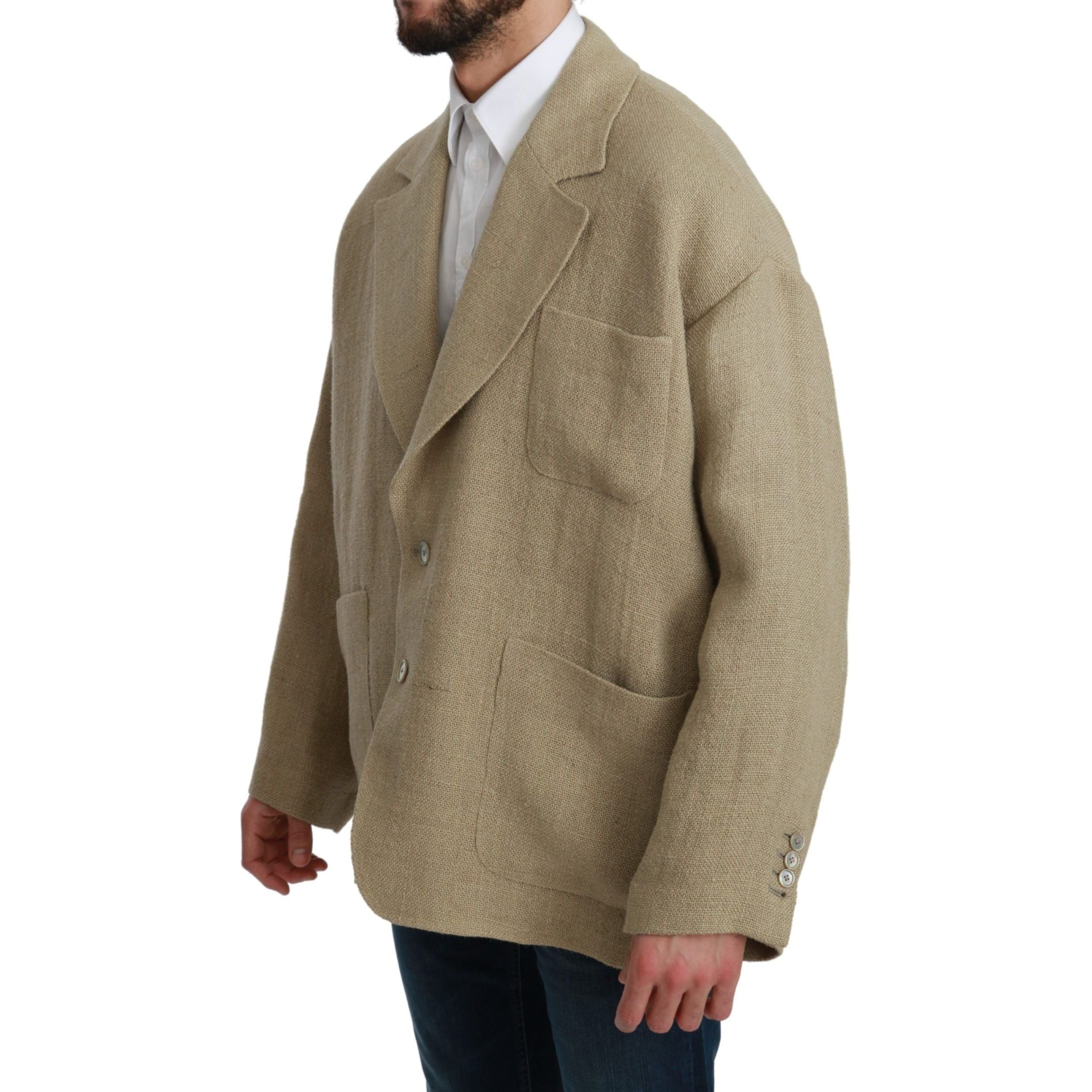 Dolce & Gabbana Beige Jute Single-Breasted Blazer