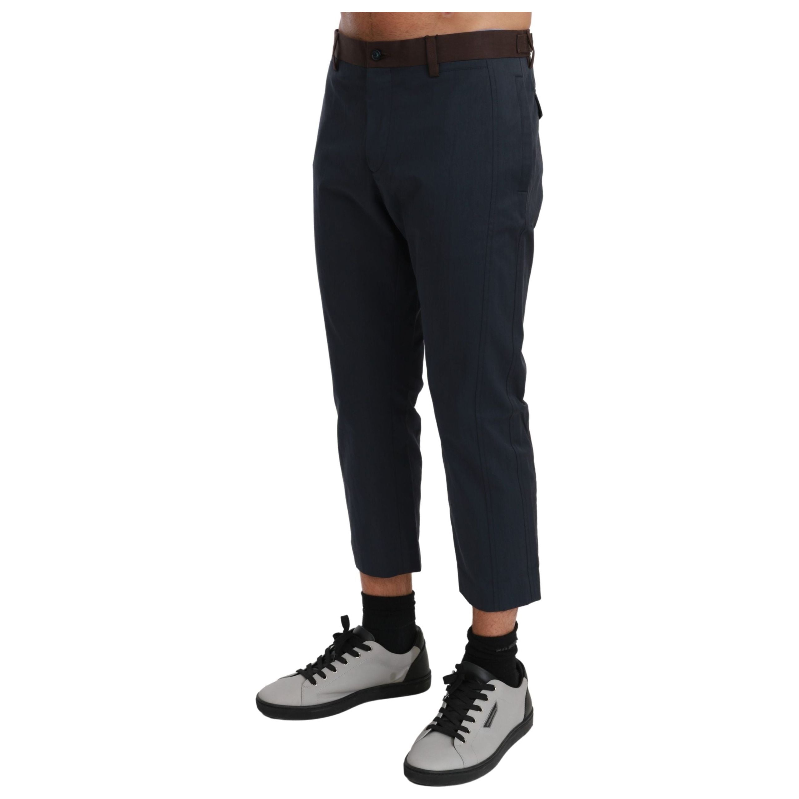 Dolce & Gabbana Blue Cotton Stripe Casual Pants Elegance