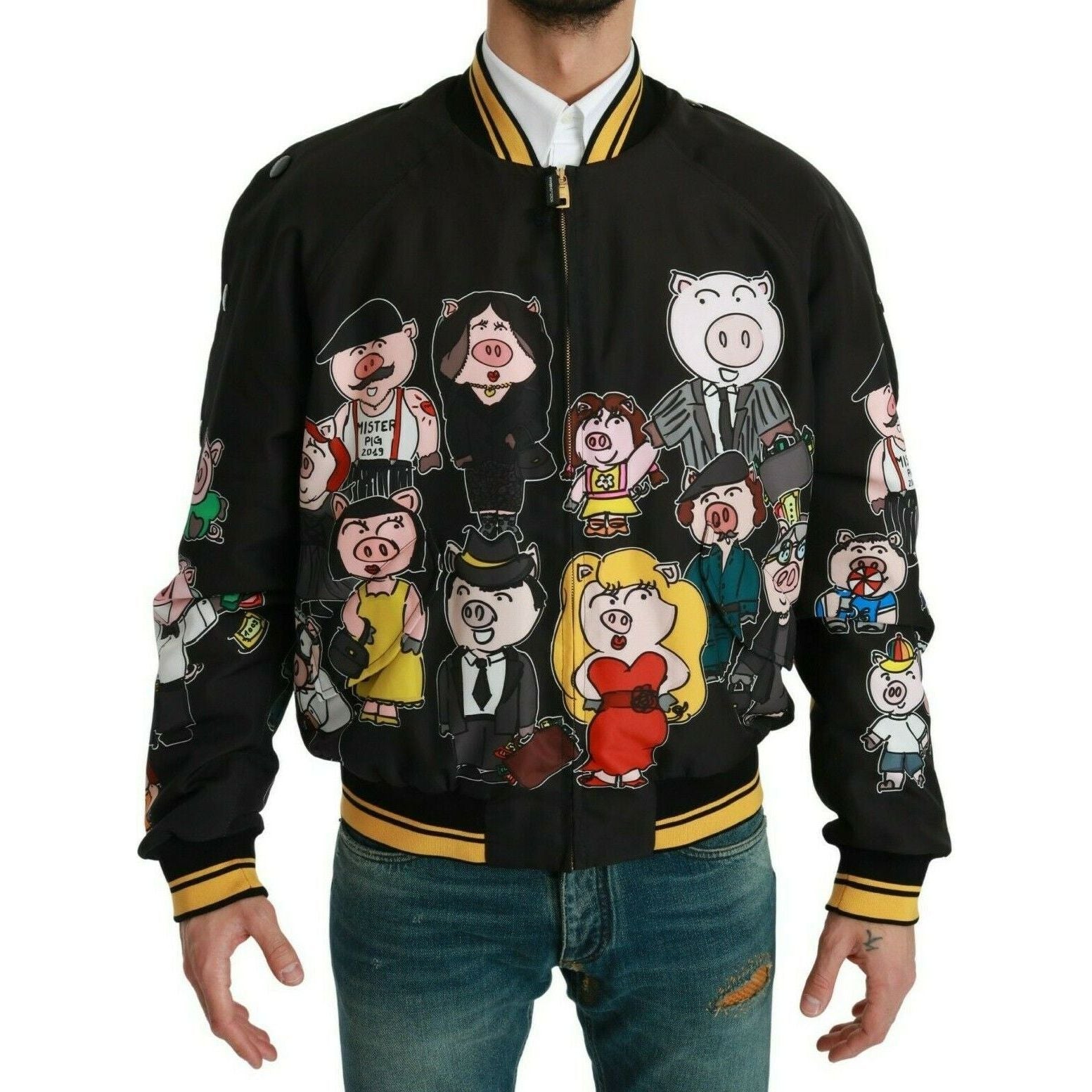 Dolce & Gabbana Multicolor Silk Motive Bomber Jacket