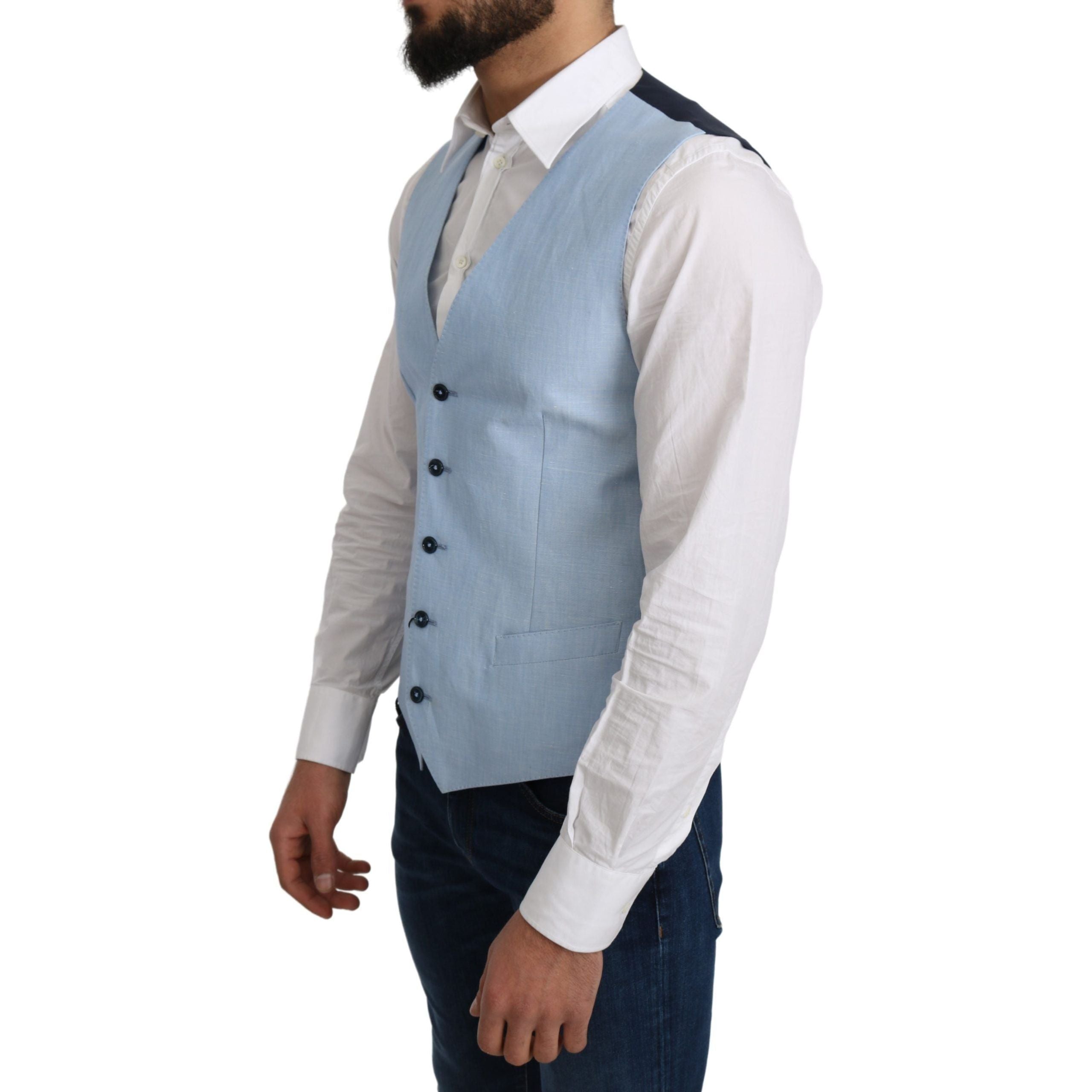 Dolce & Gabbana Azure Wool Blend Formal Vest