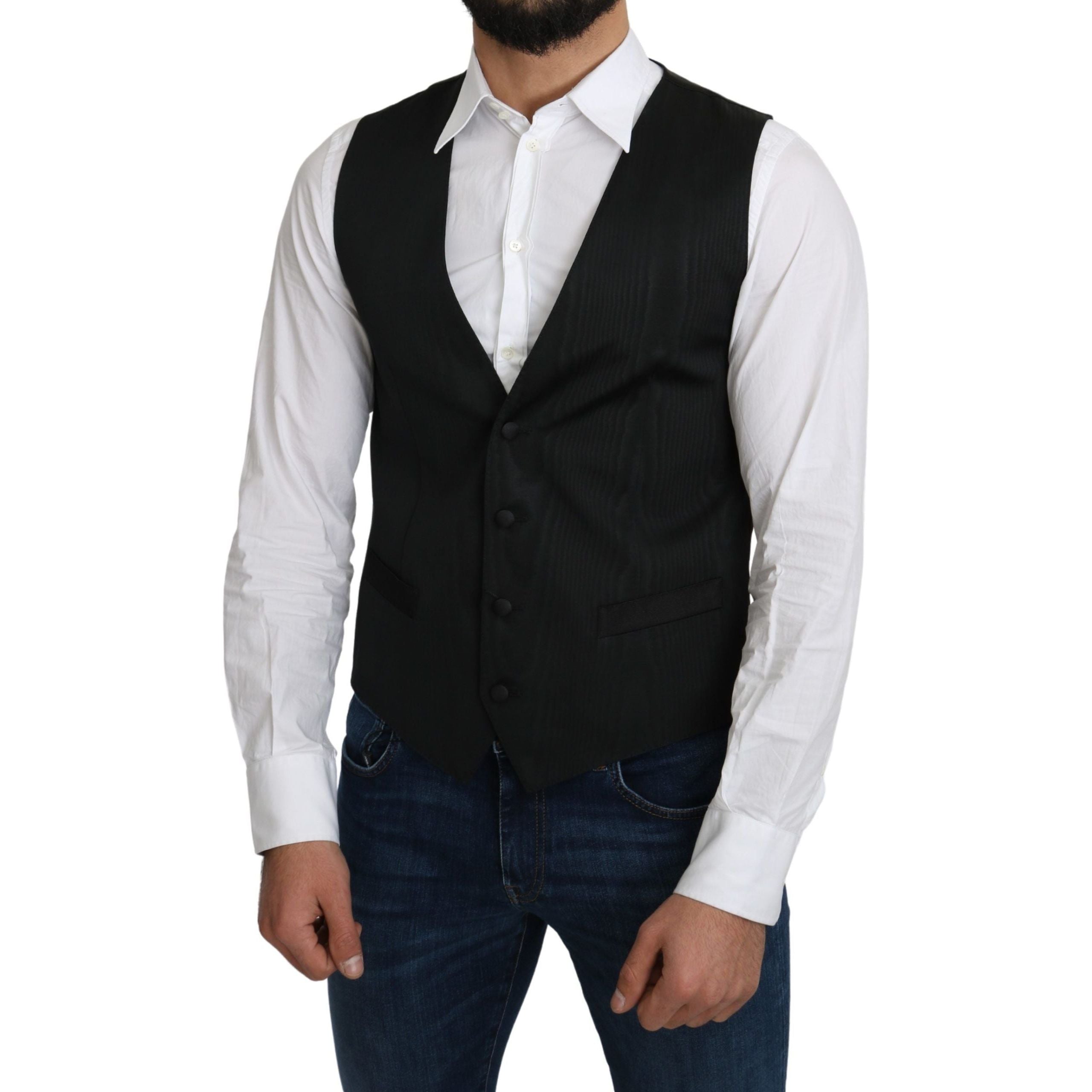 Dolce & Gabbana Gray Silk Formal Vest for Luxury Style