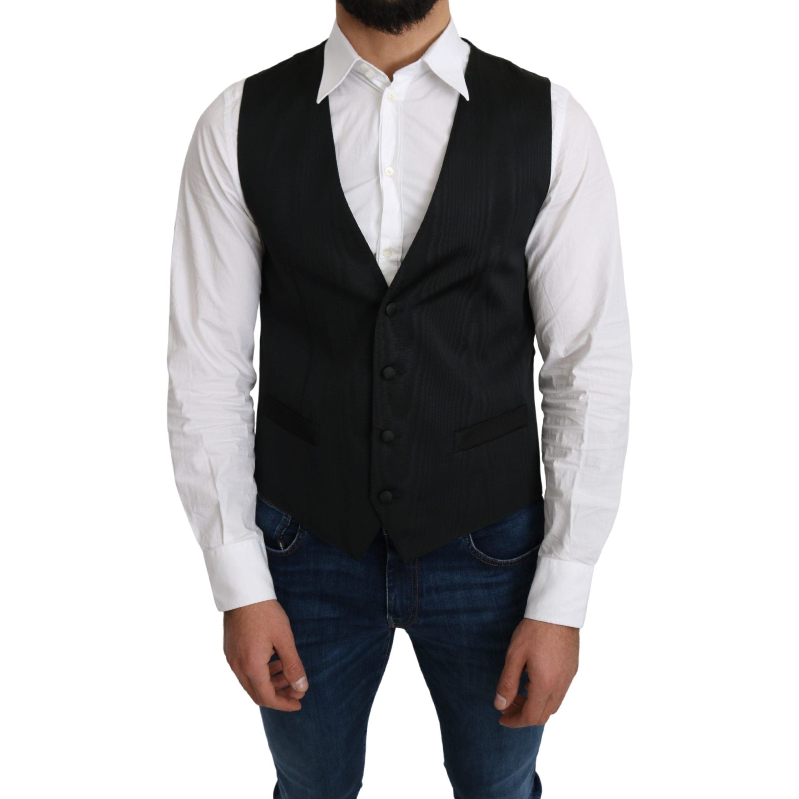 Dolce & Gabbana Gray Silk Formal Vest for Luxury Style