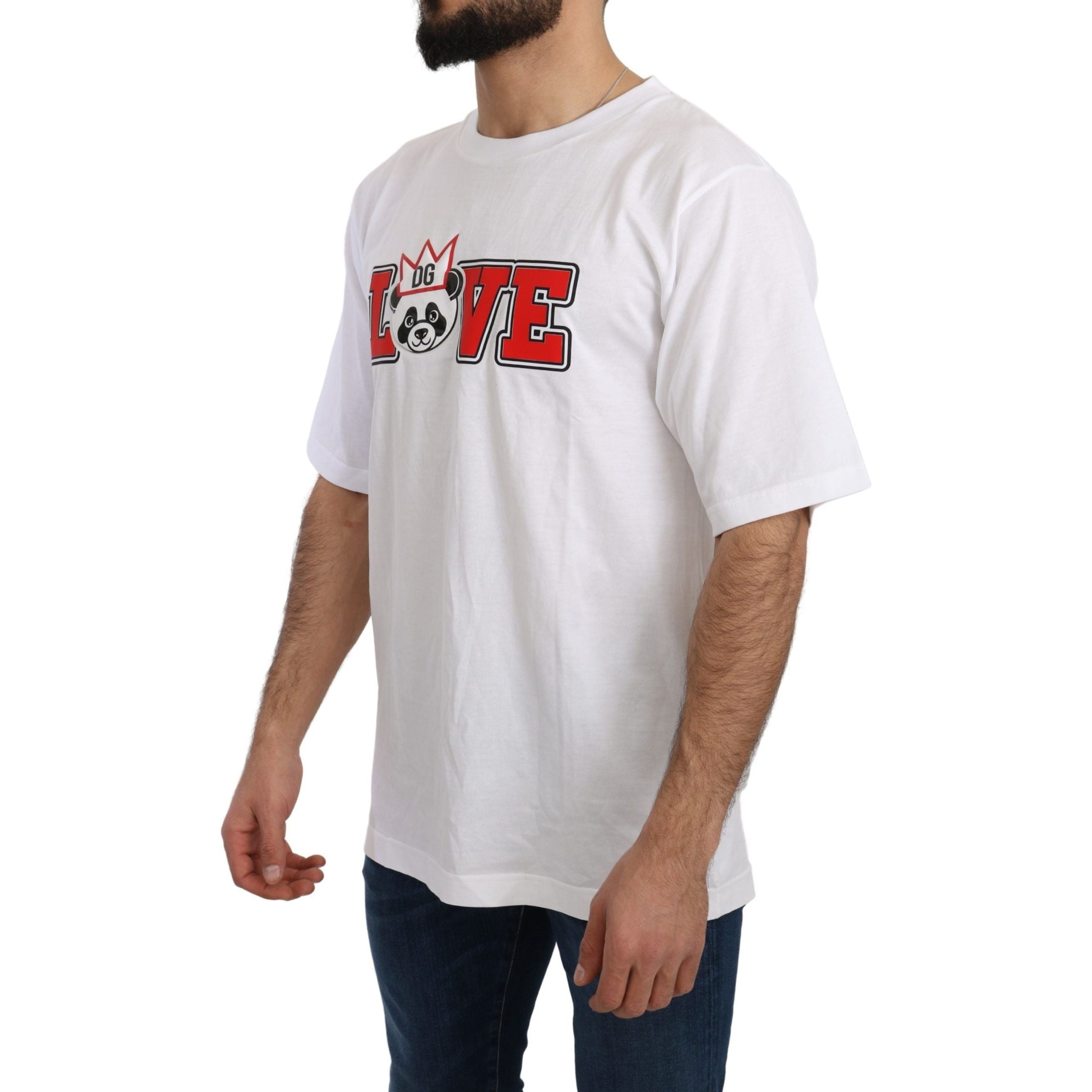Dolce & Gabbana White Cotton Slim Fit Crewneck Tee