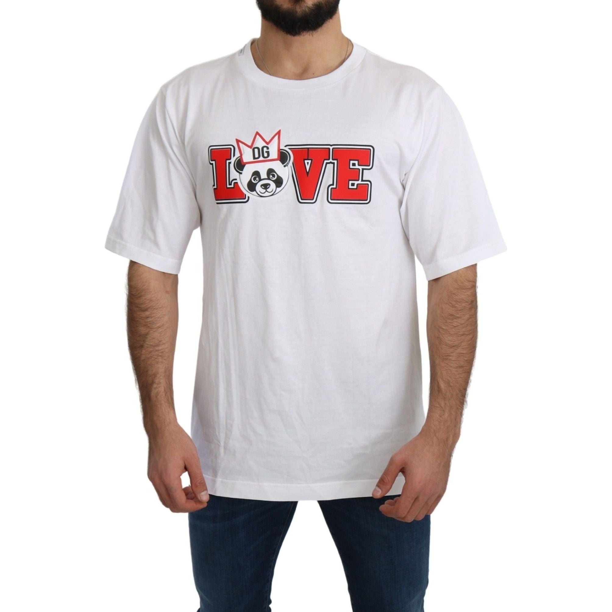 Dolce & Gabbana White Cotton Slim Fit Crewneck Tee