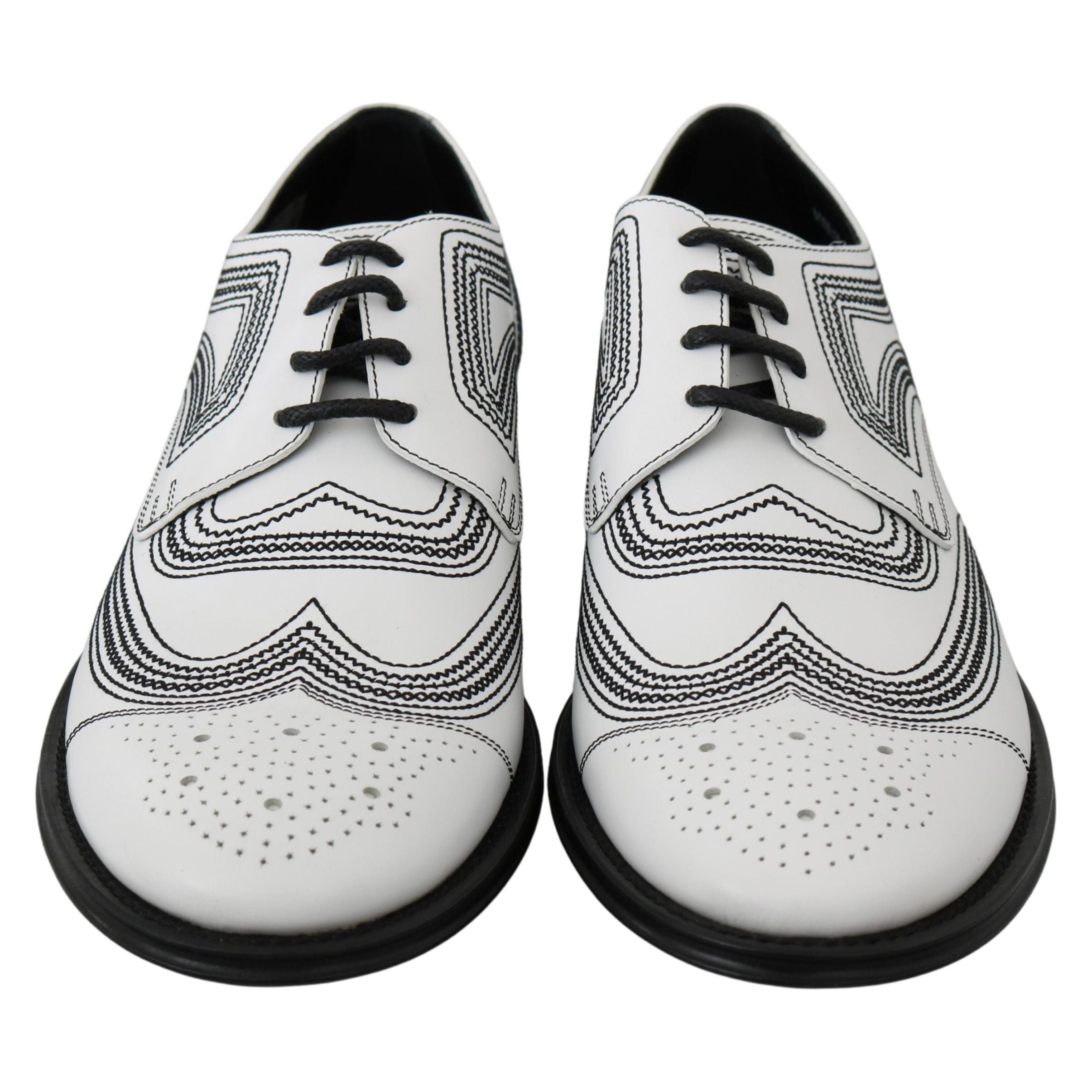 Dolce & Gabbana White Leather Derby Shoes