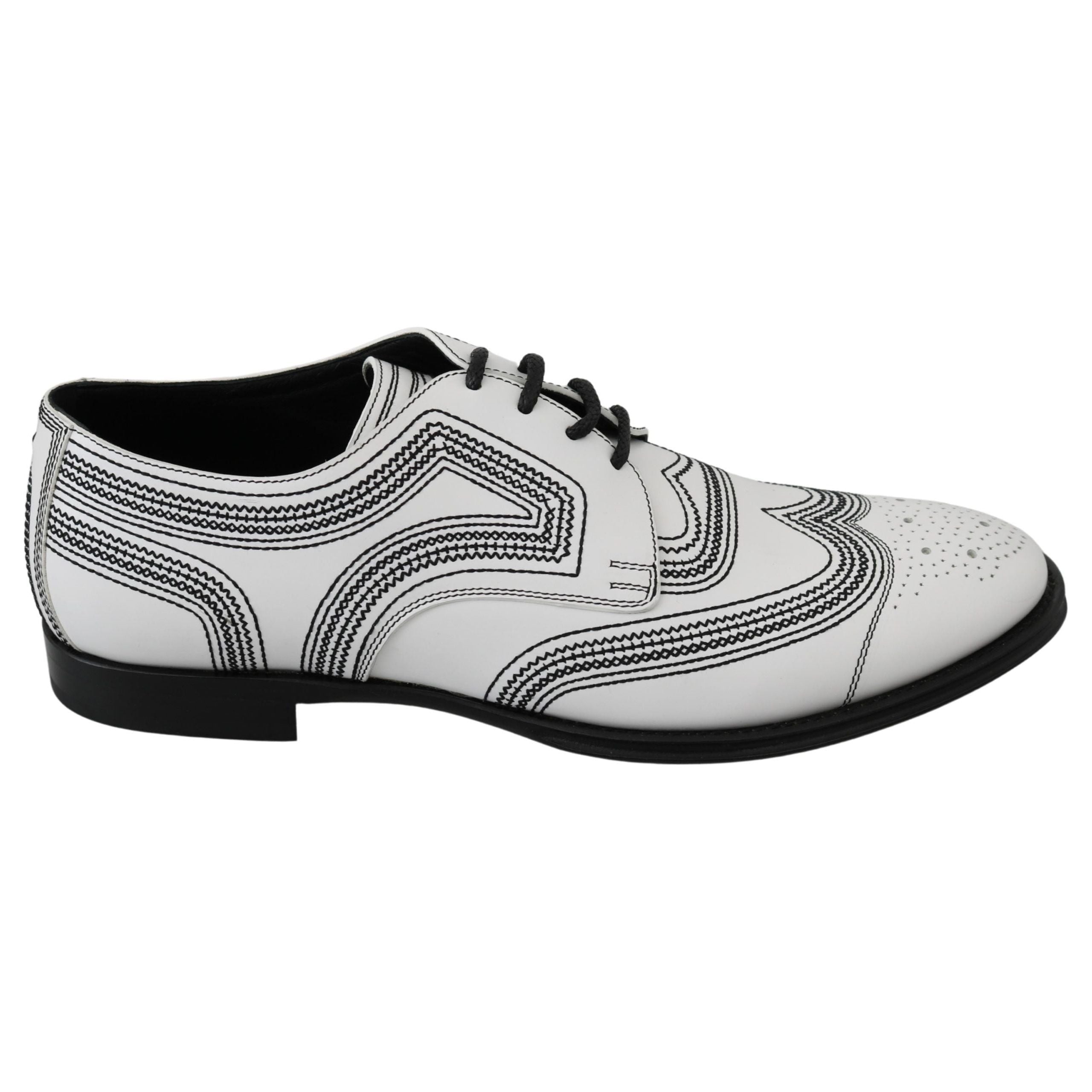 Dolce & Gabbana White Leather Derby Shoes