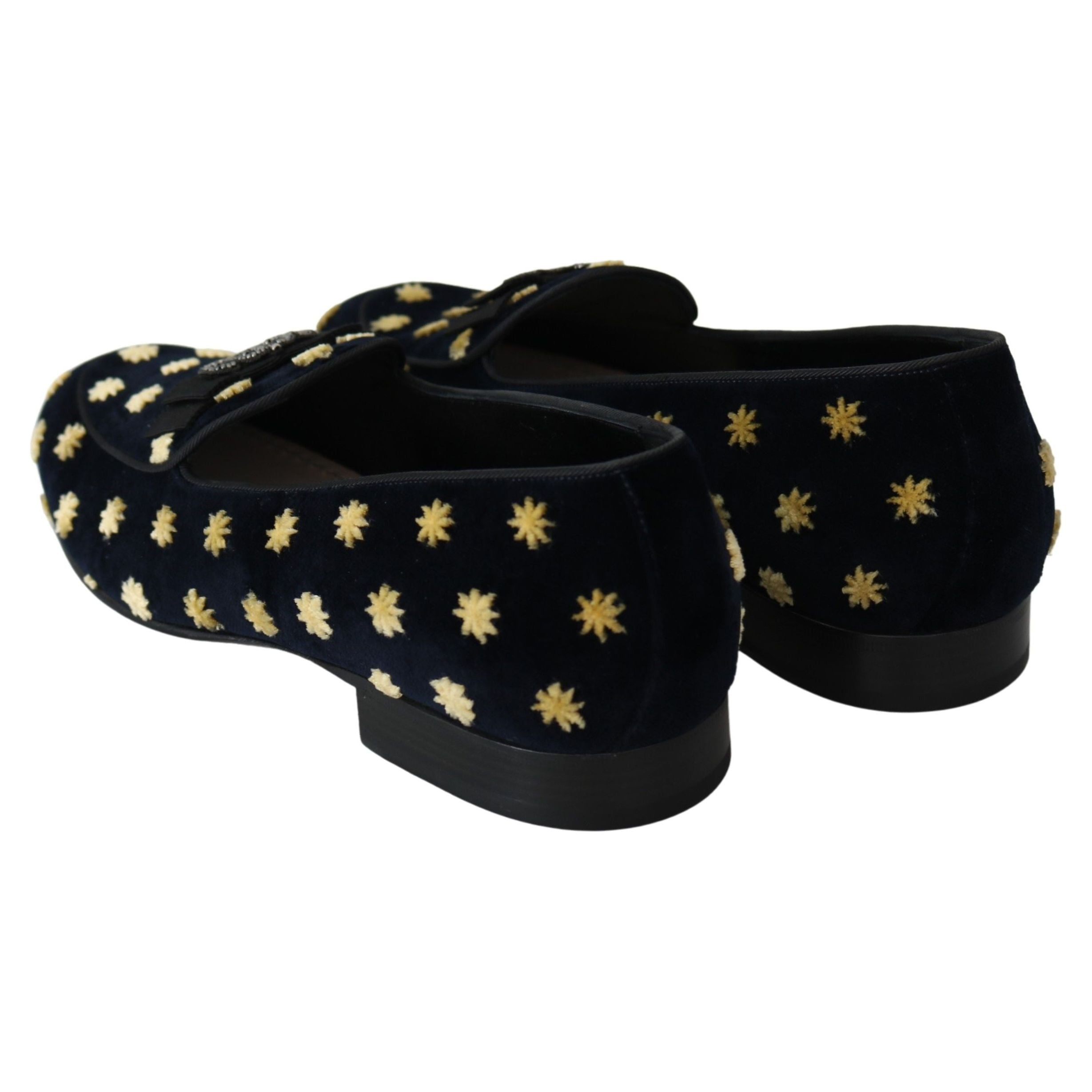 Dolce & Gabbana Black Velvet Crown Embroidery Loafers