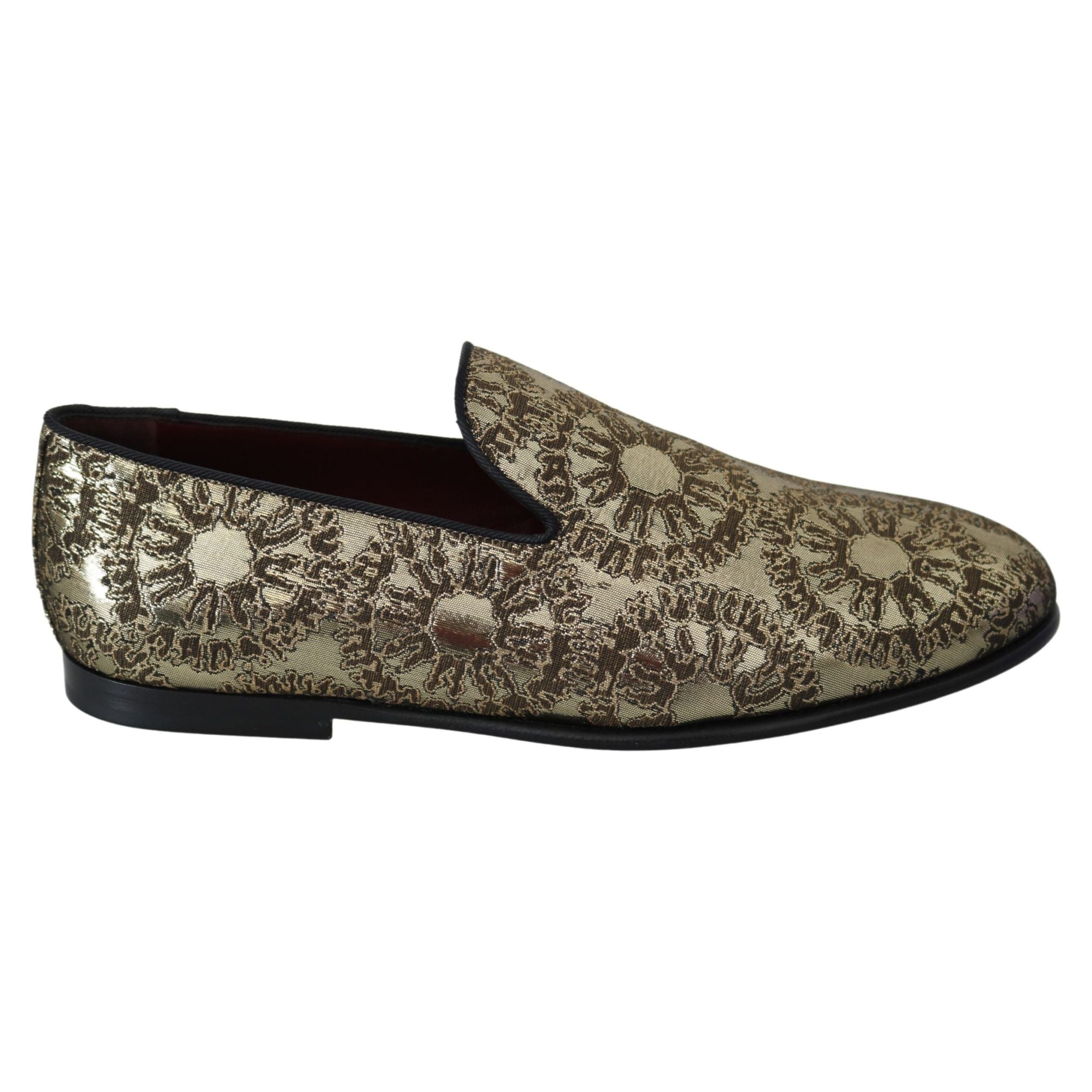 Dolce & Gabbana Gold Bordeaux Leather Loafers Slides Shoes