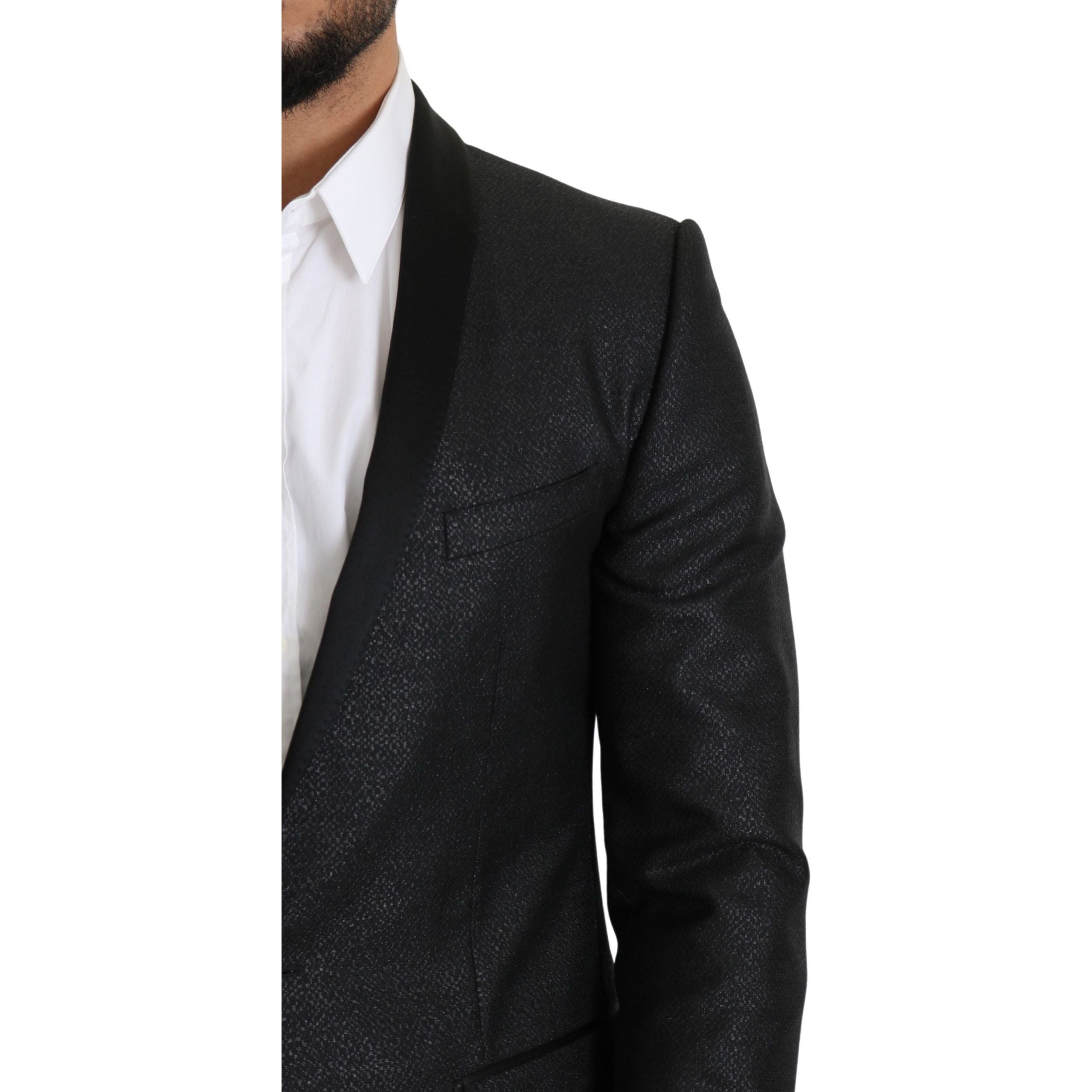 Dolce & Gabbana Black Jacquard Slim Fit Blazer