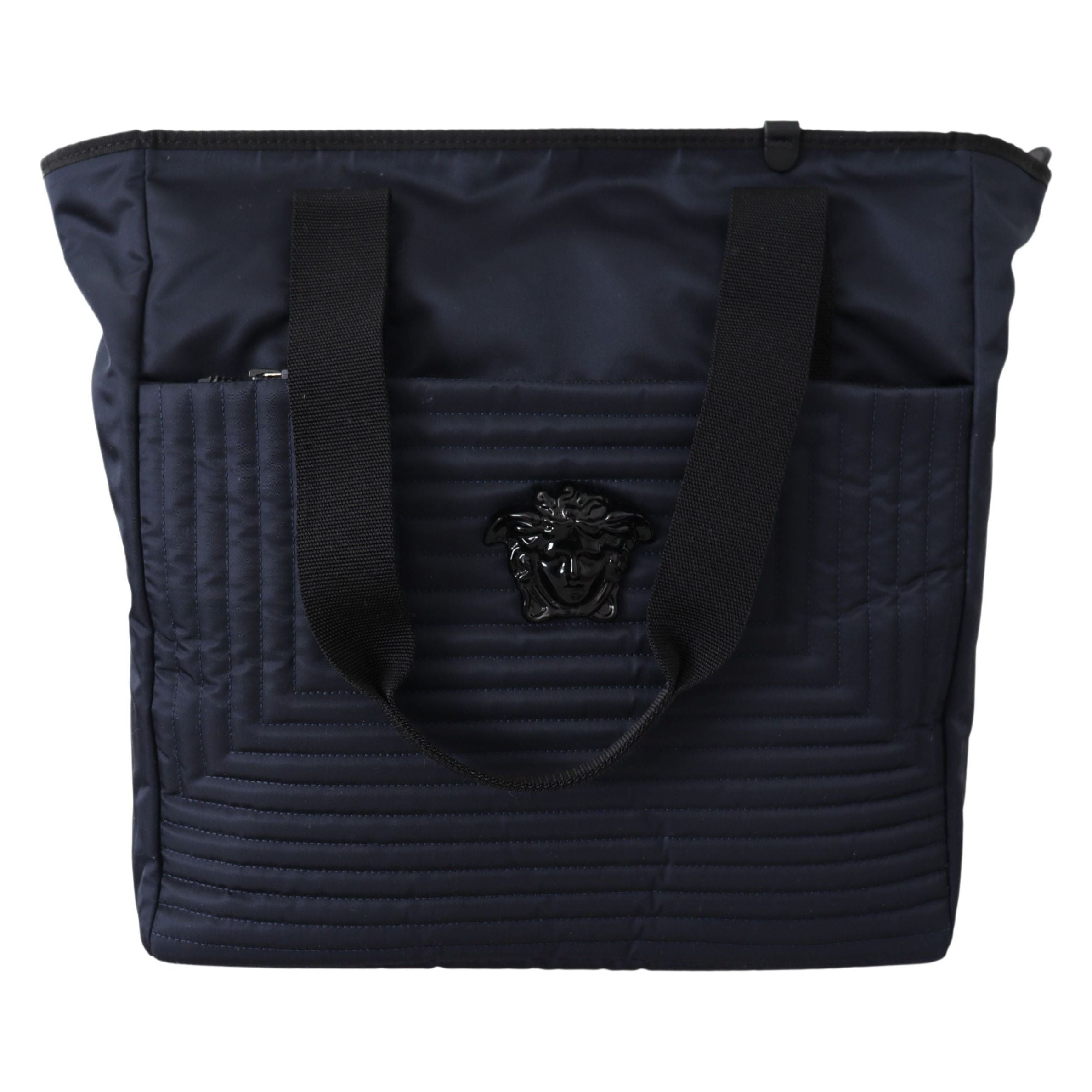 Versace Blue Nylon Tote Bag for Timeless Style