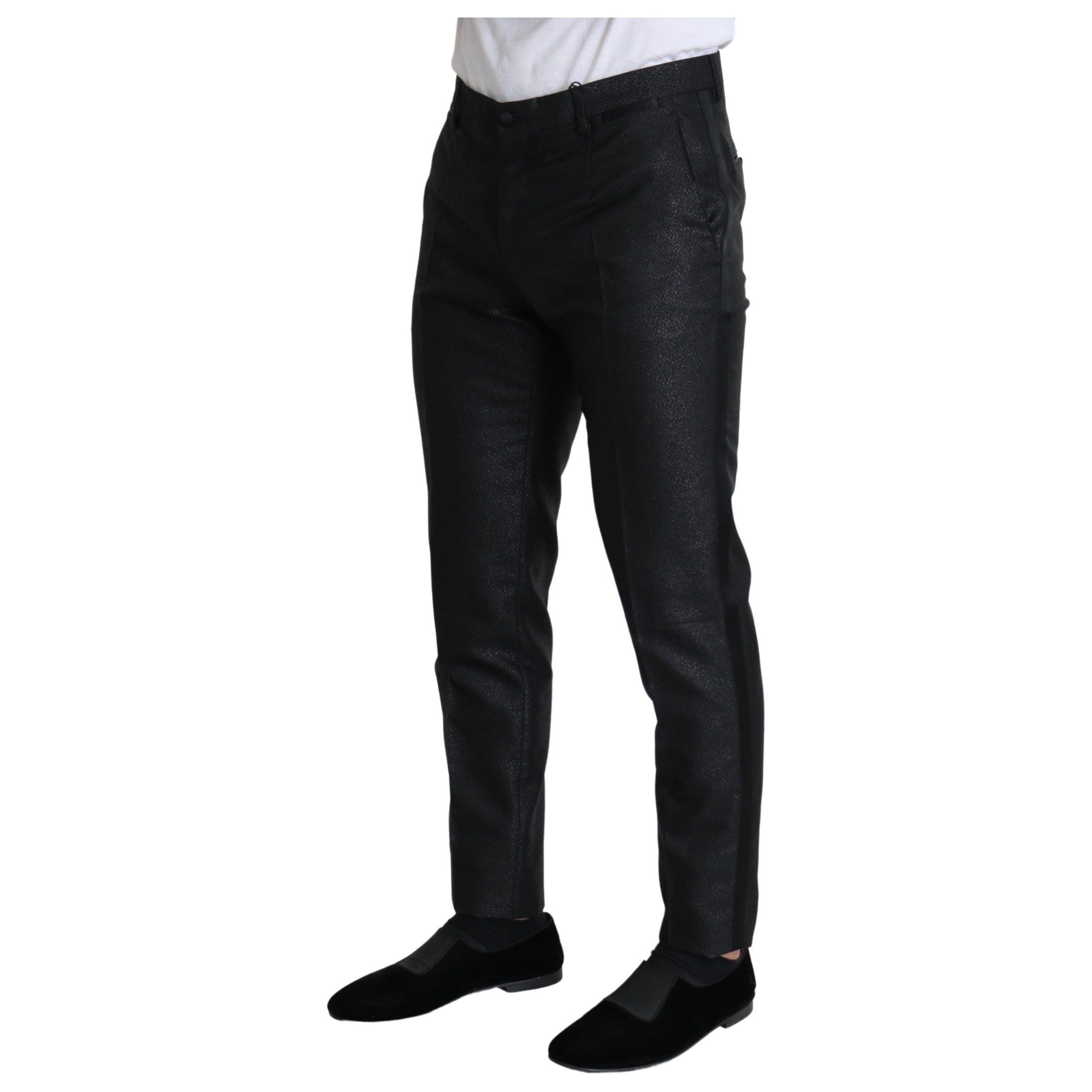 Dolce & Gabbana Black Metallic Fabric Dress Pants Luxe