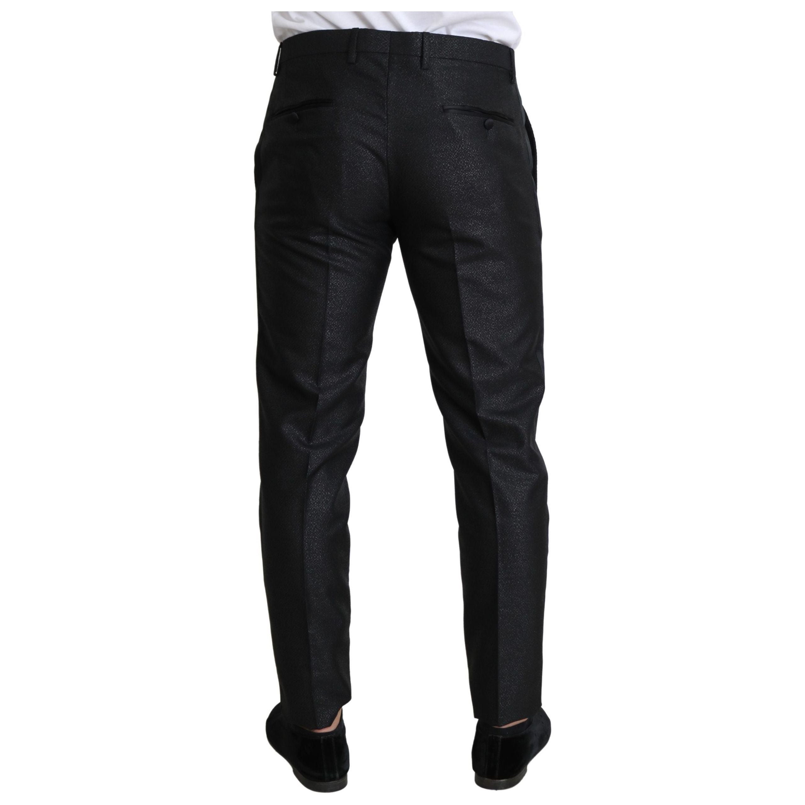 Dolce & Gabbana Black Metallic Fabric Dress Pants Luxe