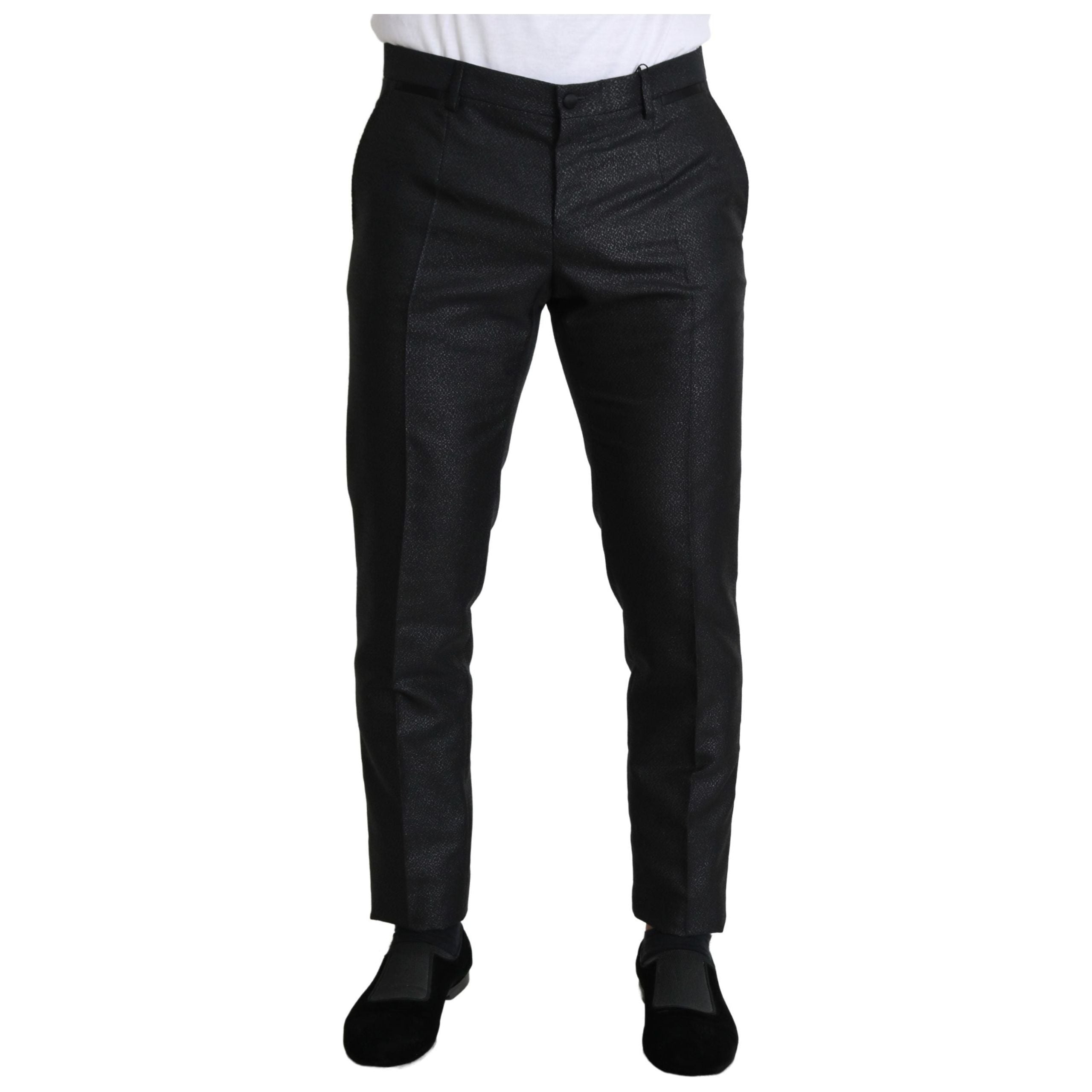 Dolce & Gabbana Black Metallic Fabric Dress Pants Luxe