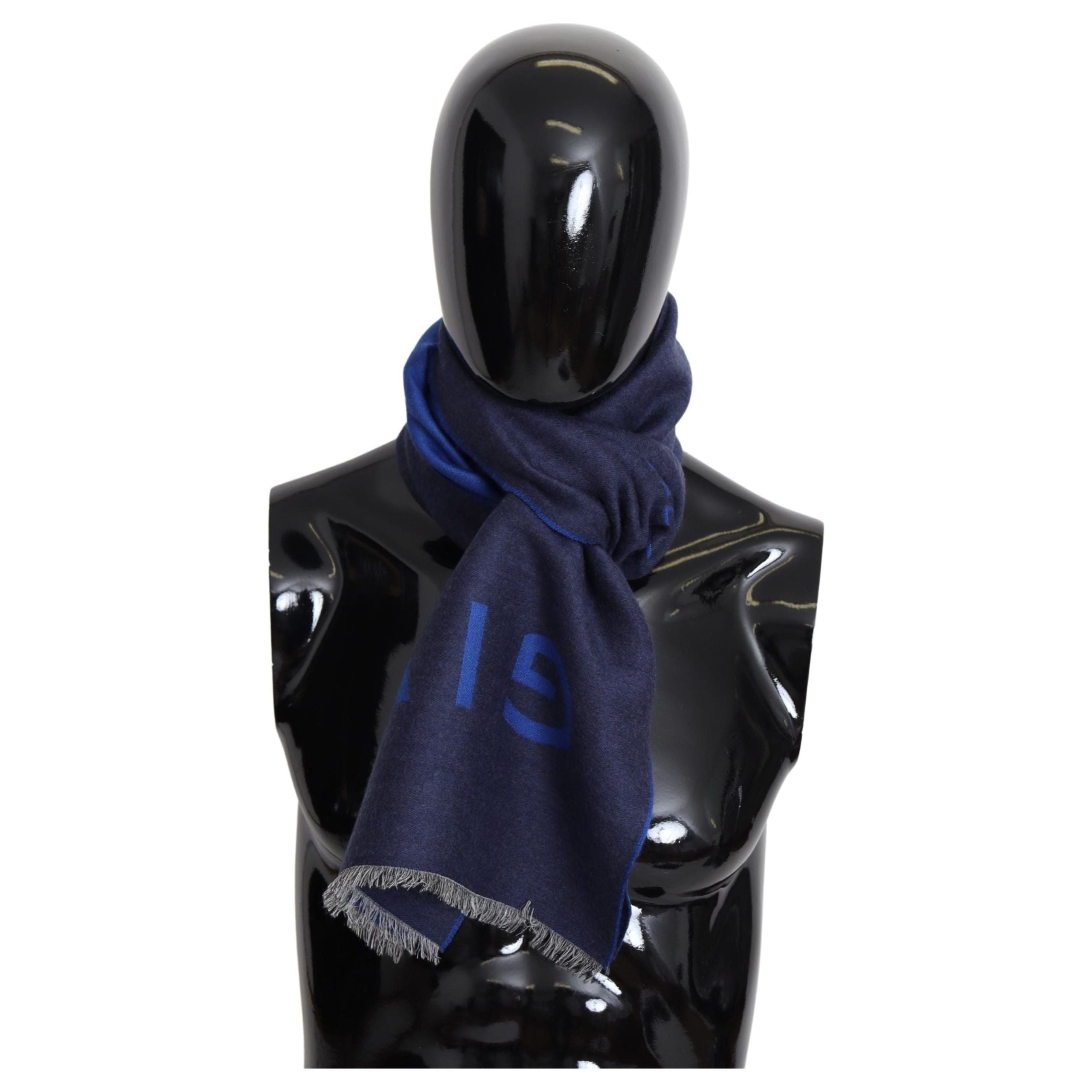 Givenchy Blue Wool Silk Blend Scarf