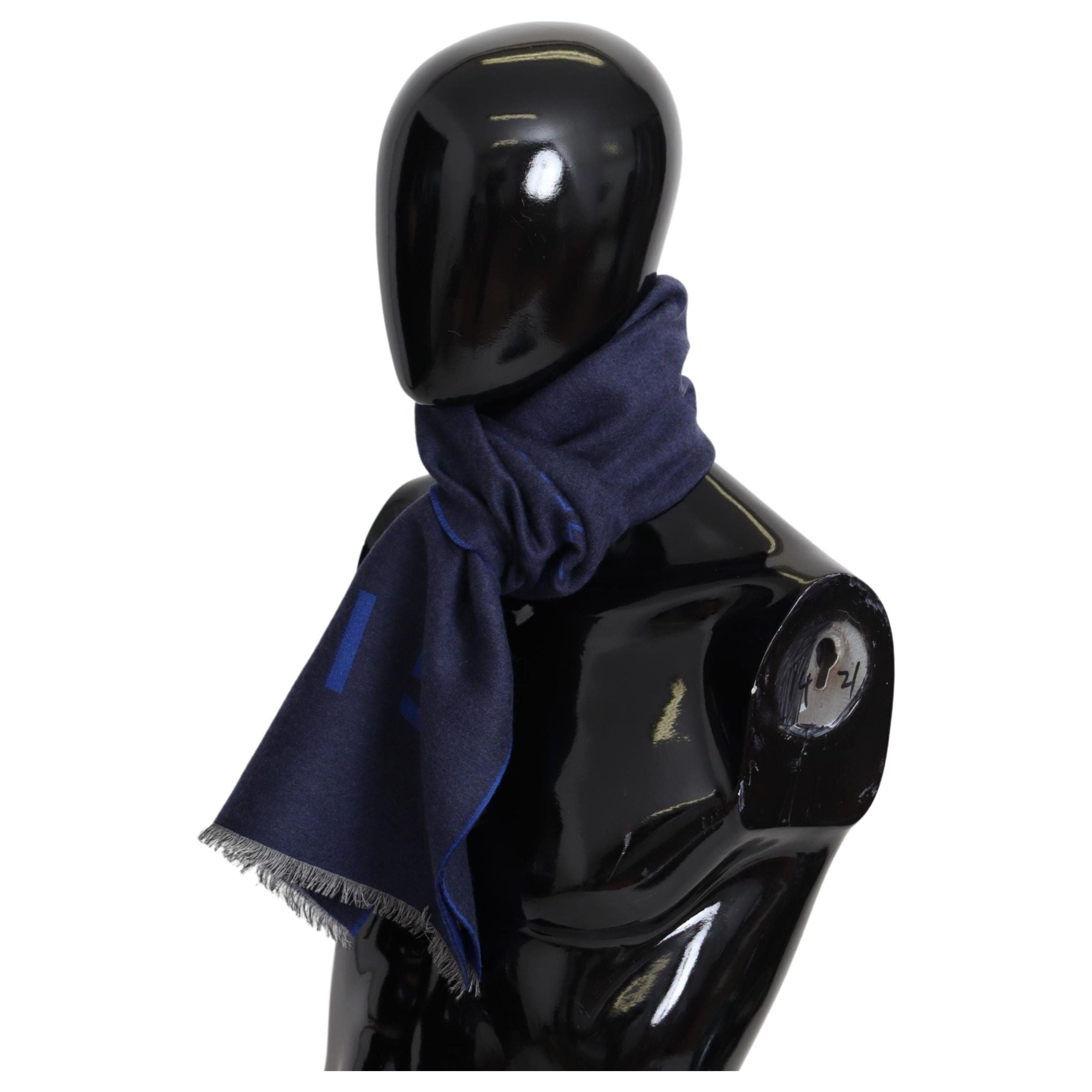Givenchy Blue Wool Silk Blend Scarf