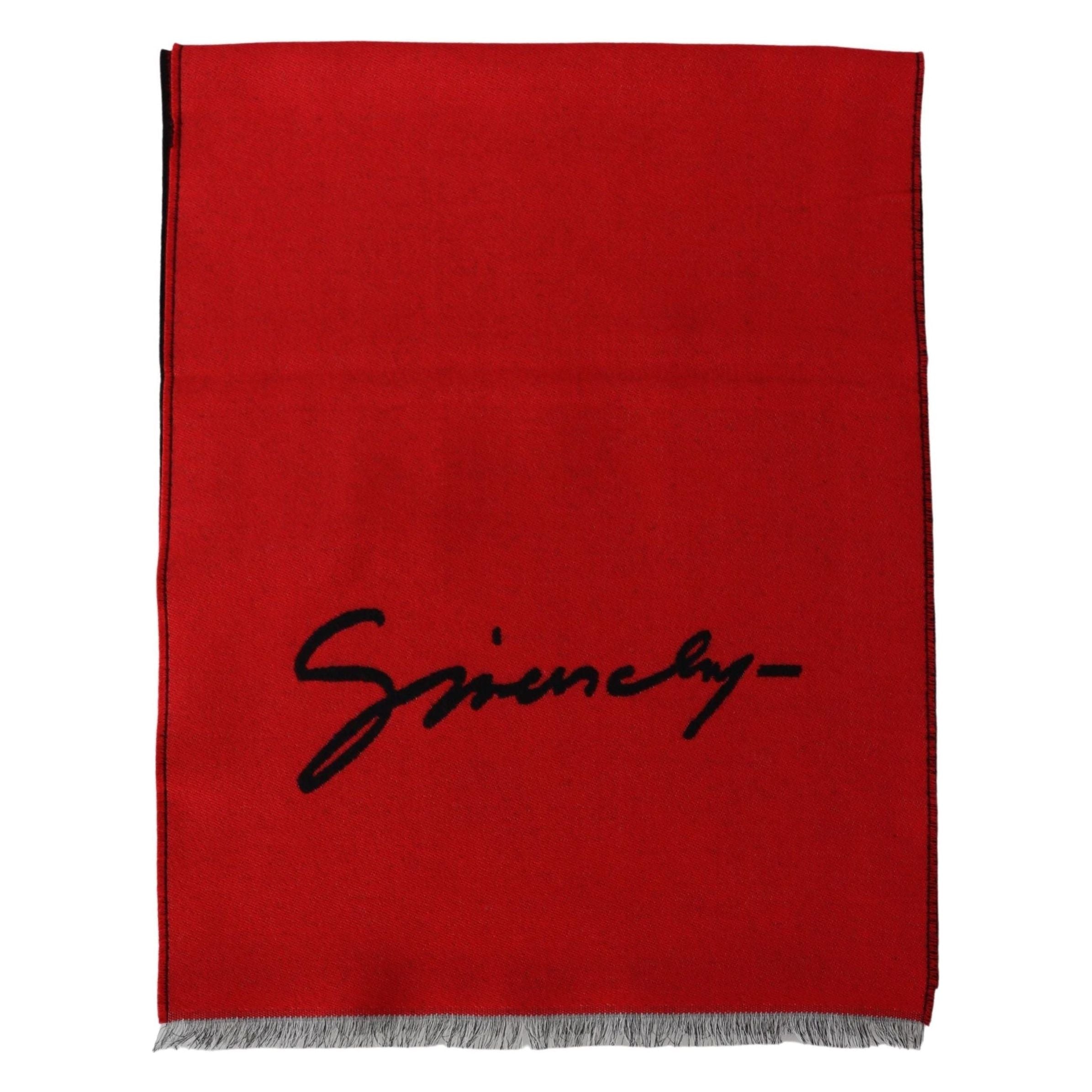 Givenchy Elegant Red Wool Blend Unisex Scarf