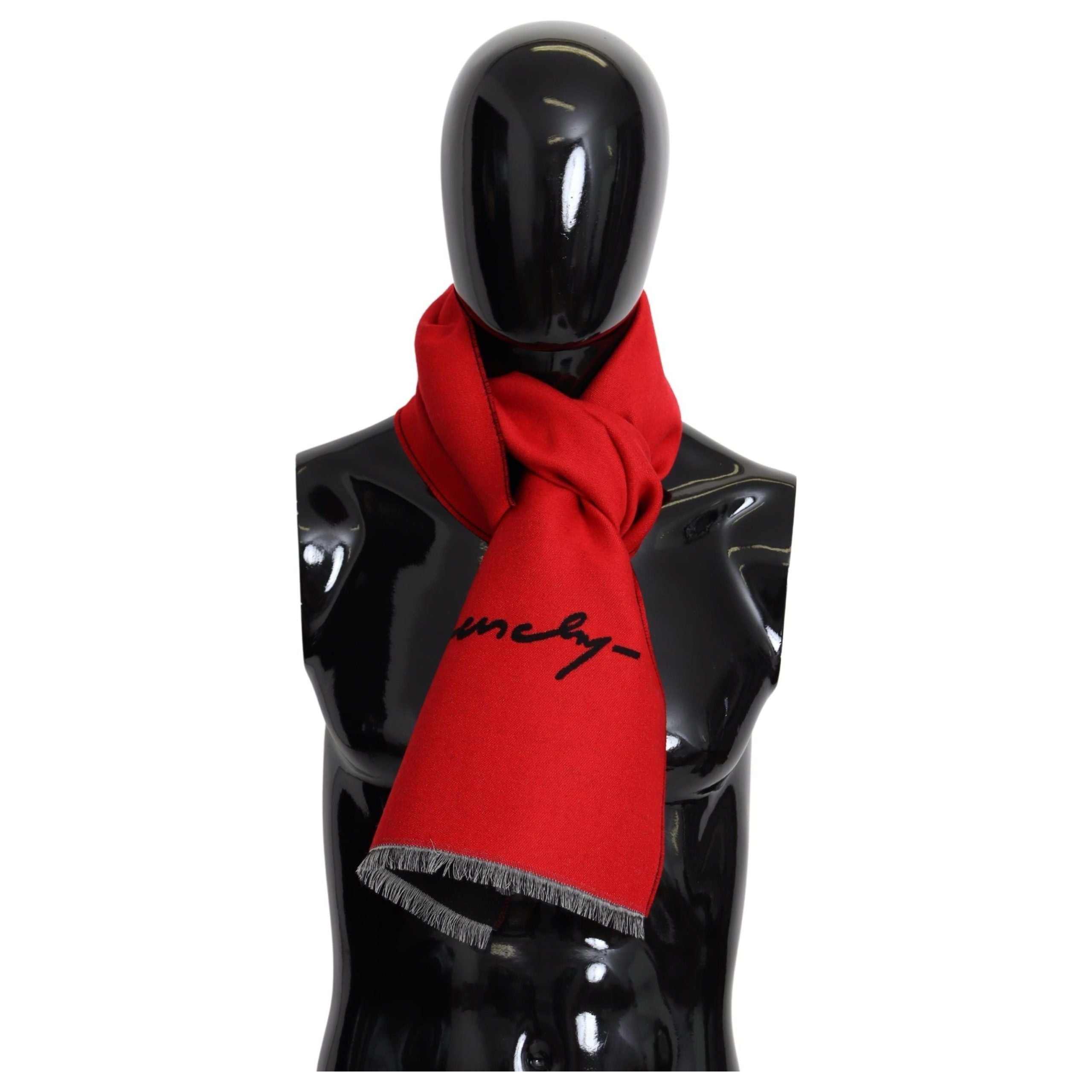 Givenchy Elegant Red Wool Blend Unisex Scarf