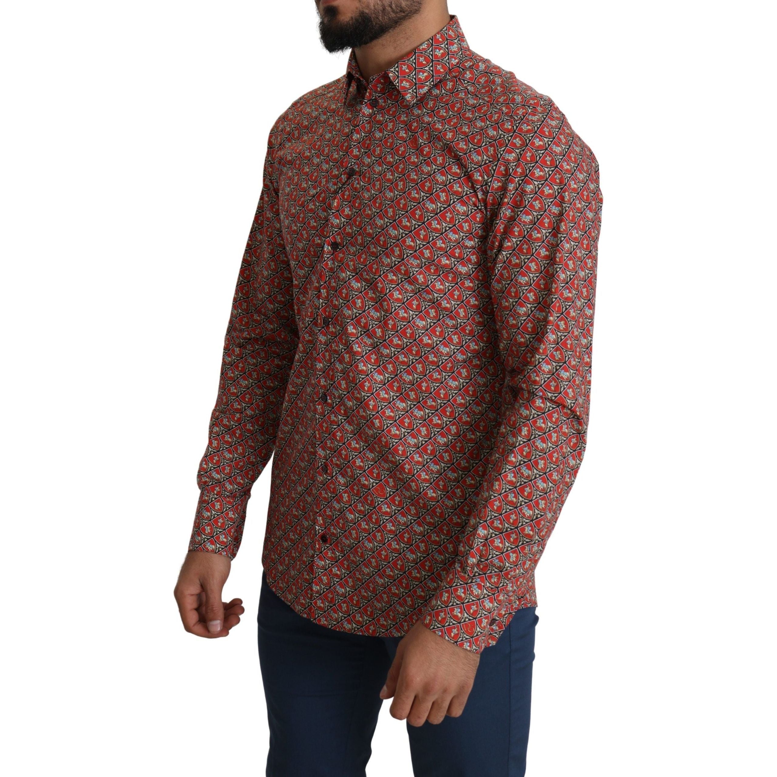 Dolce & Gabbana Red Cotton Martini Fit Shirt
