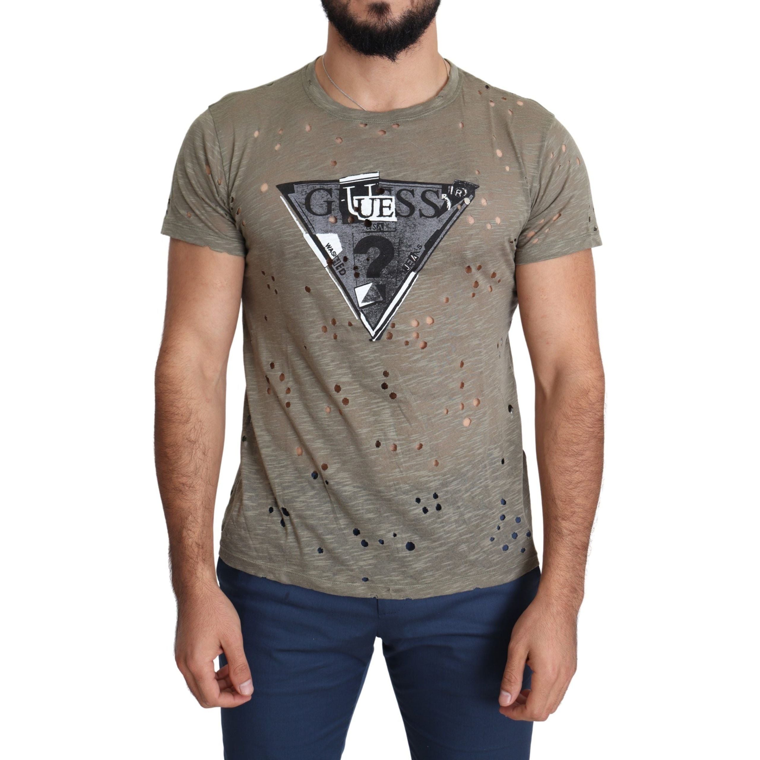 Guess Chic Brown Cotton Stretch T-Shirt for Elevated Style