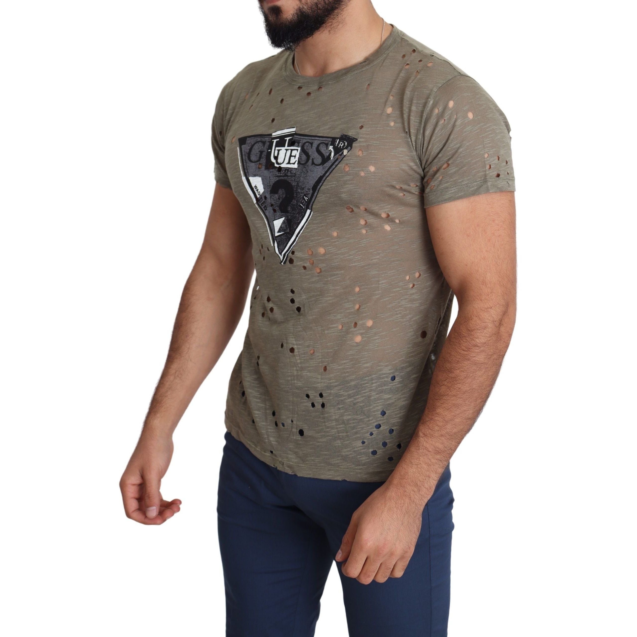 Guess Chic Brown Cotton Stretch T-Shirt for Elevated Style