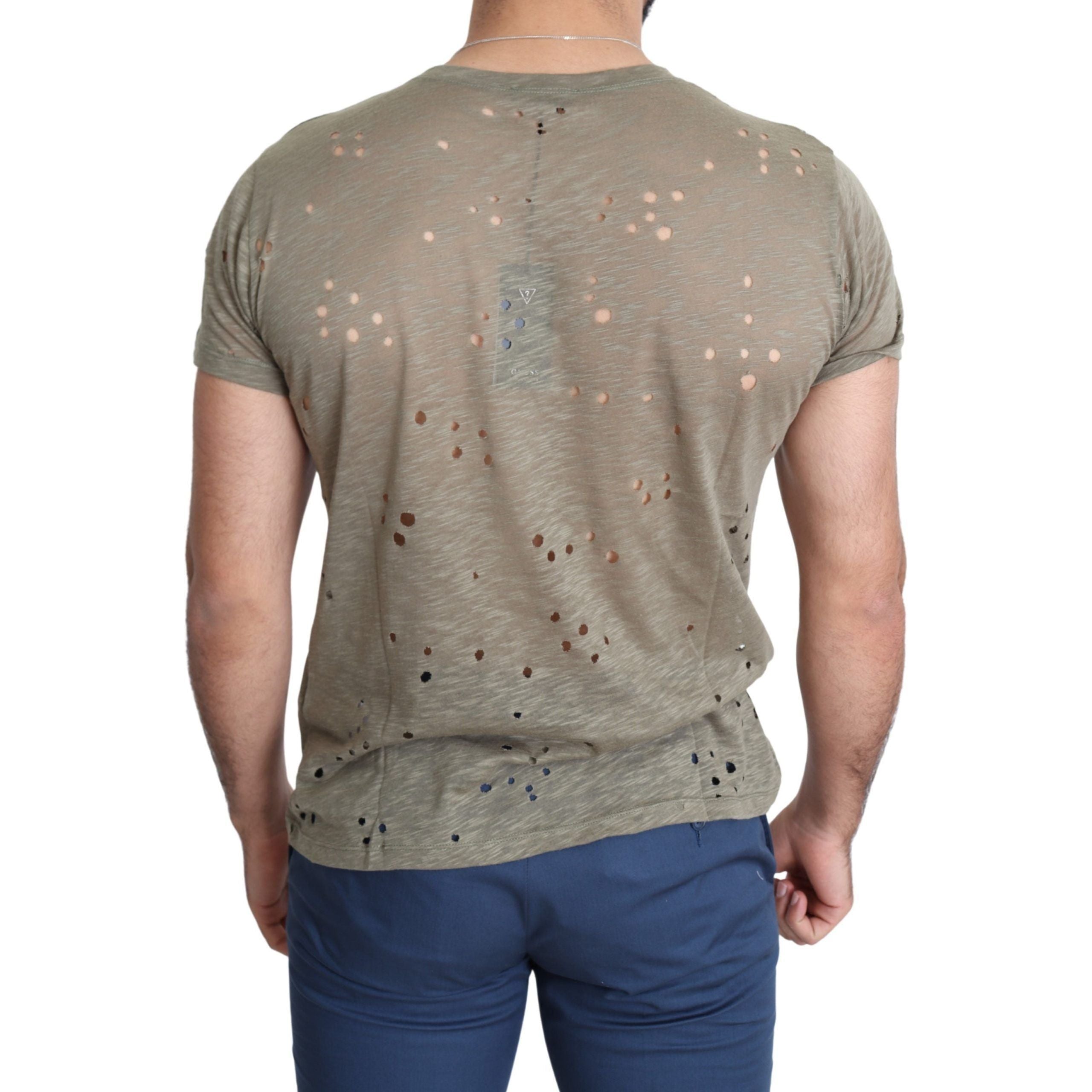 Guess Chic Brown Cotton Stretch Tee for Effortless Elegance